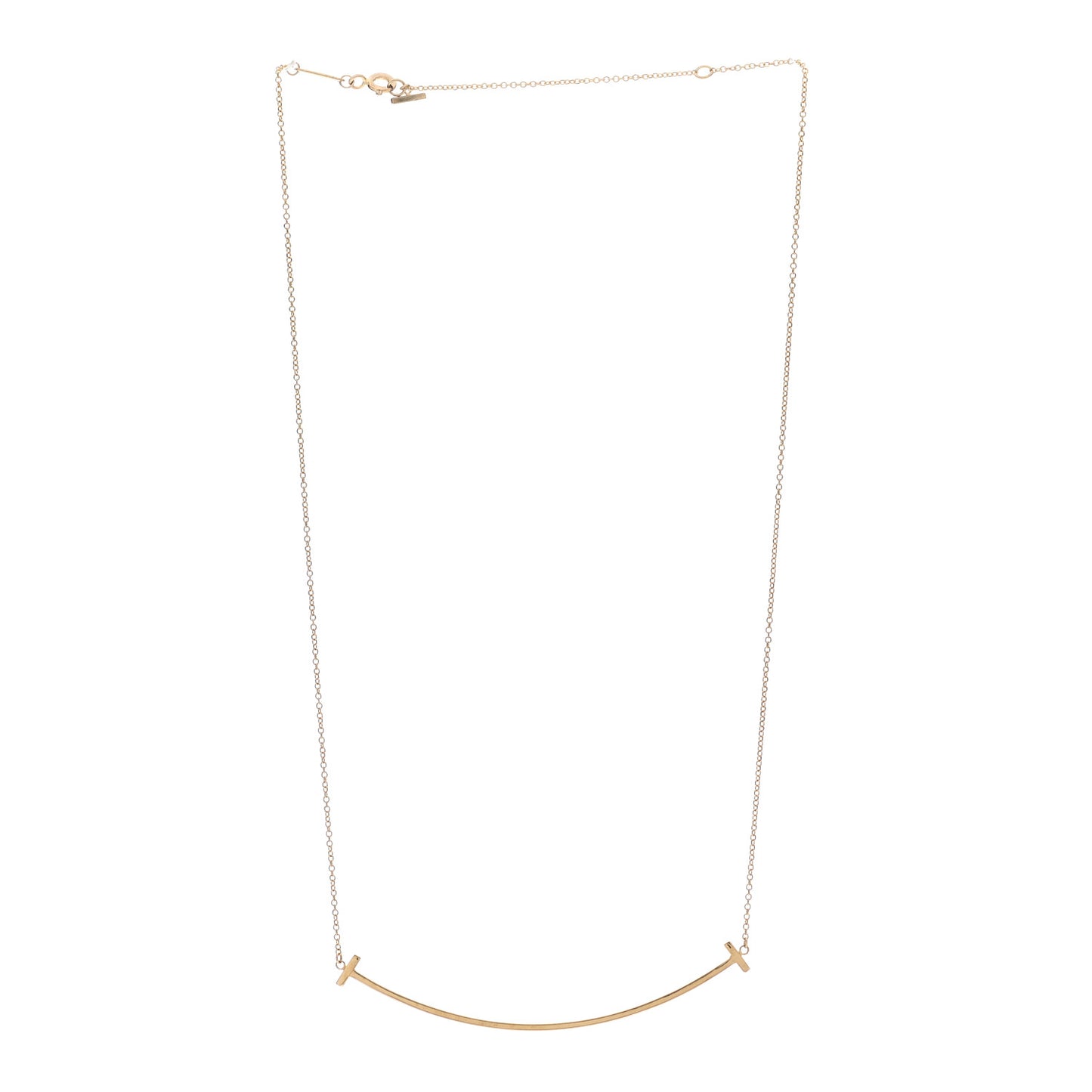 18K Yellow Gold Large T Smile Pendant Necklace