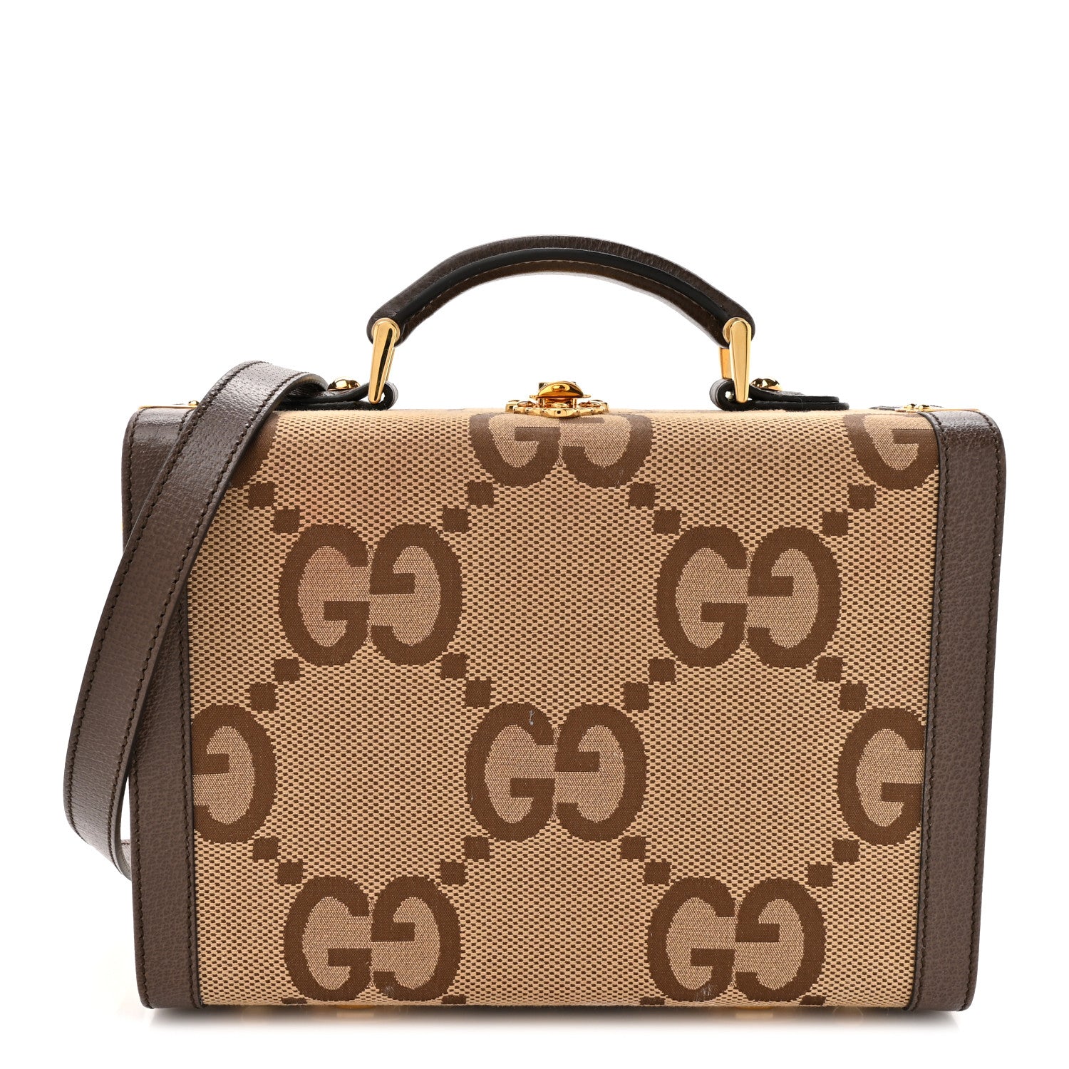 Gucci Monogram Jumbo GG Textured Dollar Calfskin Top Handle Beauty