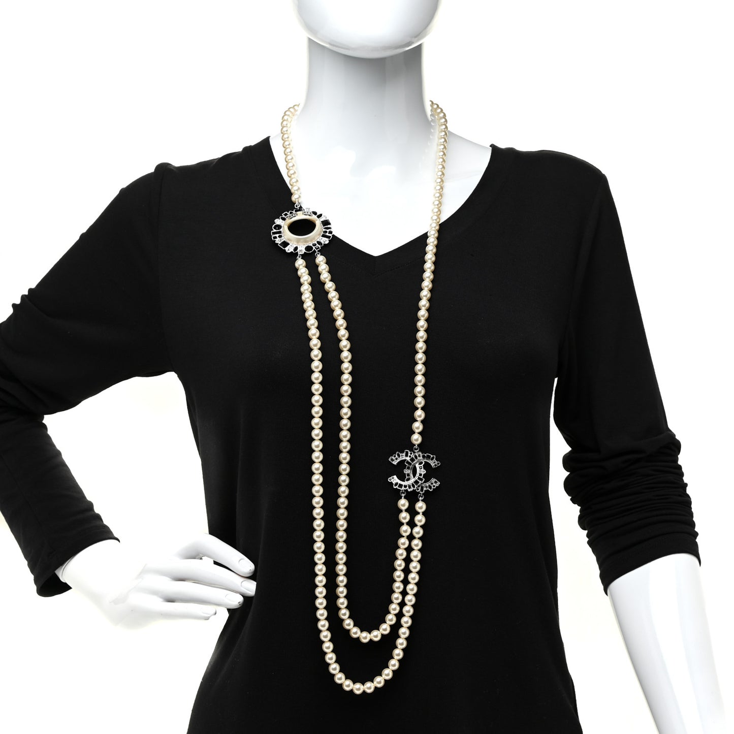 Bead Crystal Multi Strand CC Smiley Emoji Necklace Silver Black
