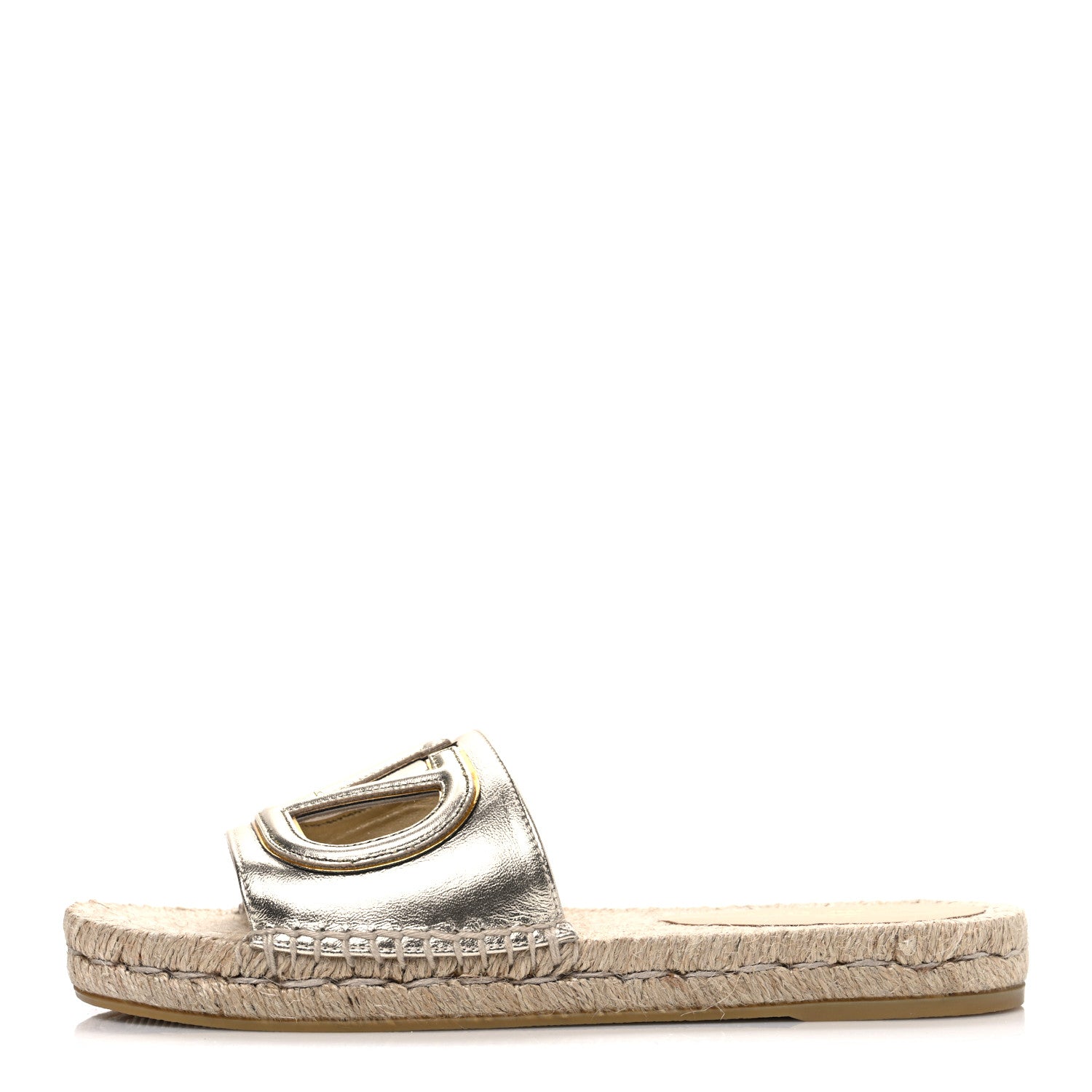 Valentino Garavani Laminated Napa Vlogo Cut Out Espadrille Flat