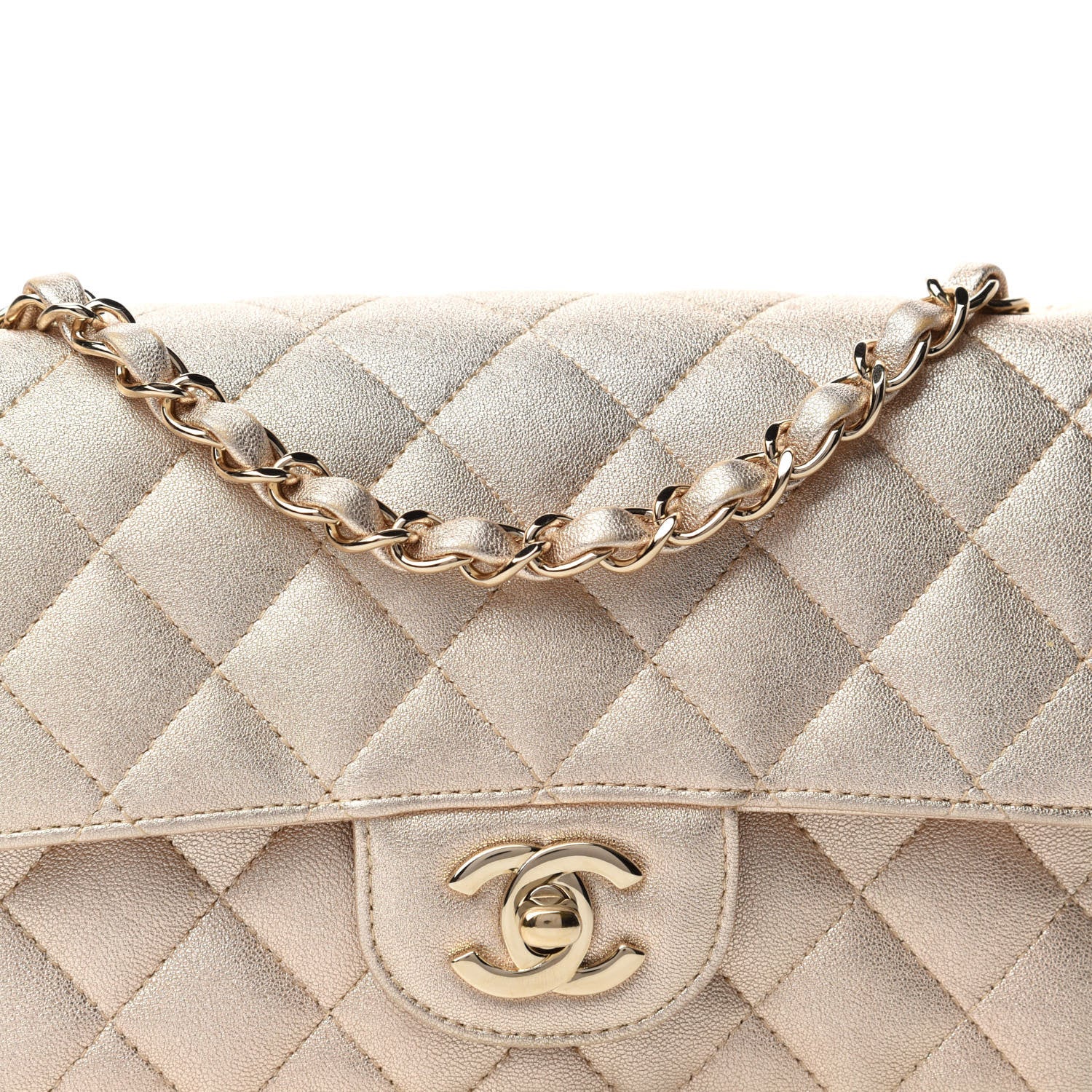 Chanel Metallic Lambskin Quilted Mini Rectangular Flap Gold 13 of 13