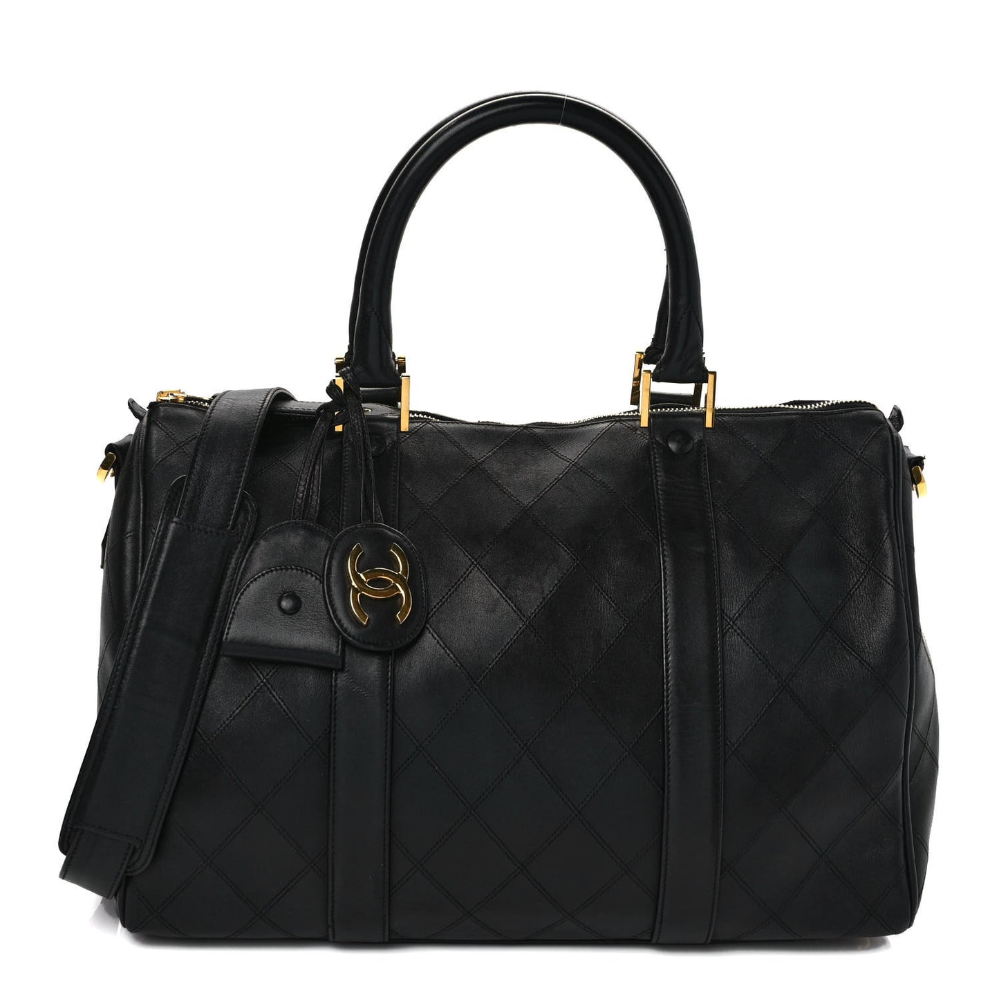 Calfskin Stitched CC Boston Black