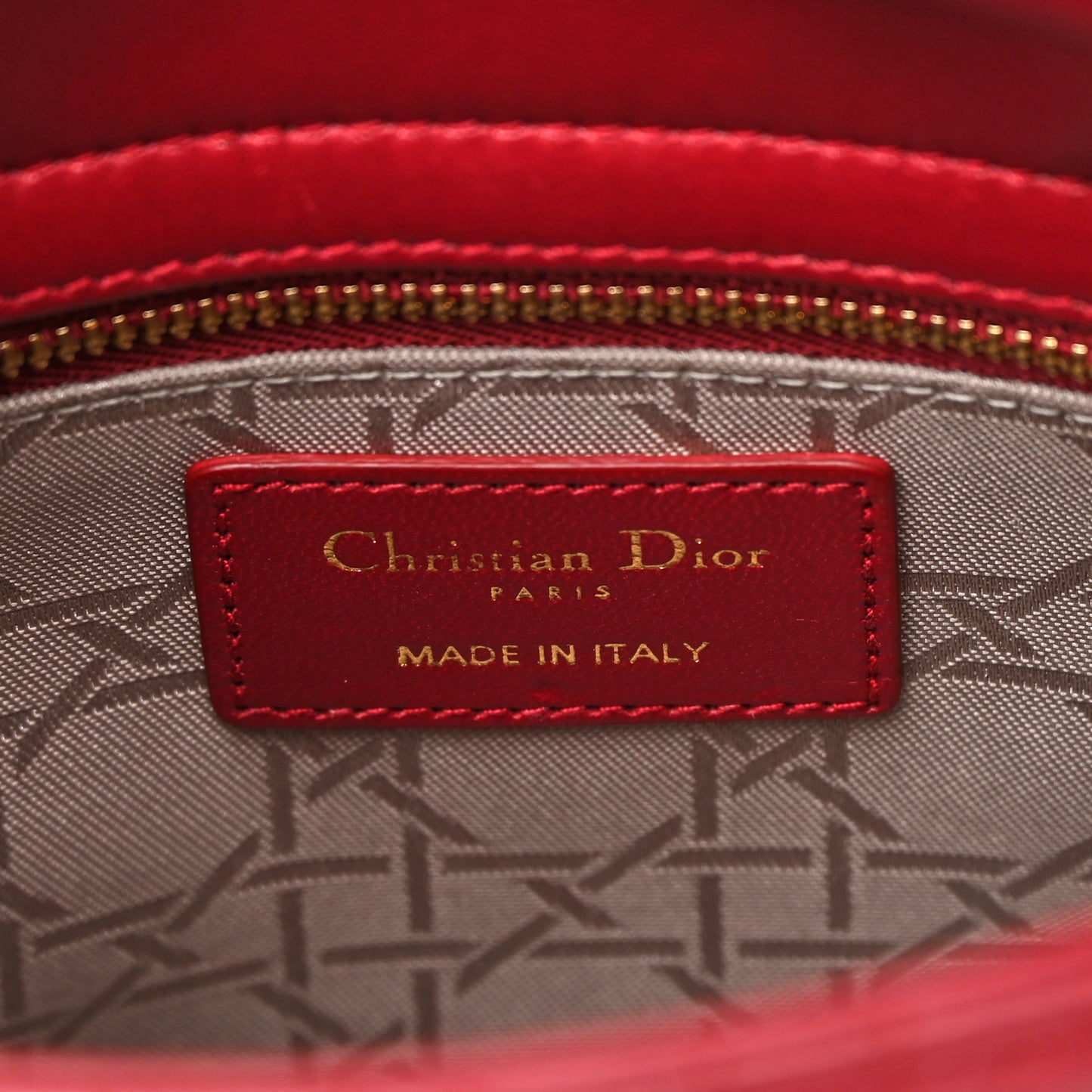 Lambskin Cannage Small Lucky Badges My Lady Dior Red
