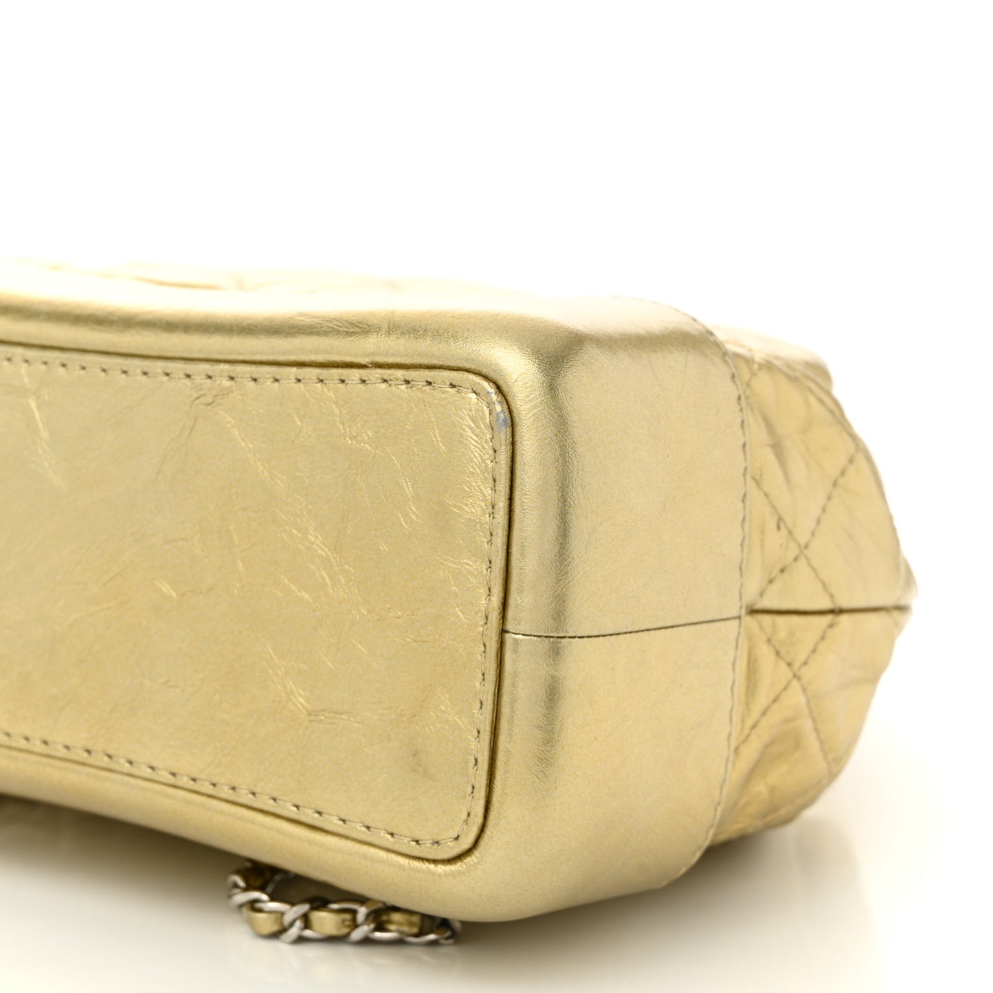 Metallic Lambskin Small Quilted Gabrielle Backpack Gold