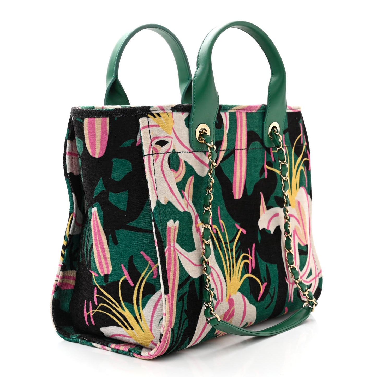 Velvet Calfskin Beaded Small Deauville Tote Pink Green Black