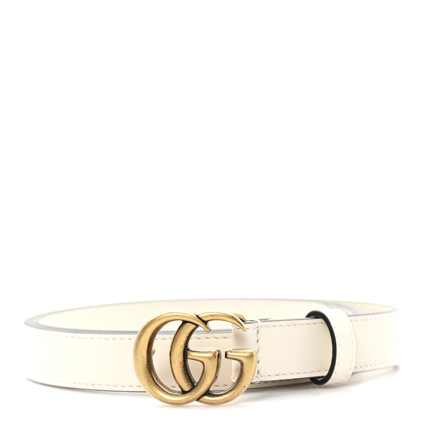 GUCCI ホワイトレザーベルト 80-32 Gucci Calfskin Double G 20mm Belt 80 32 Mystic White 1864174