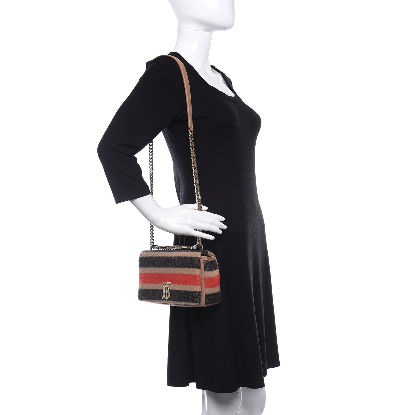 Wool Striped Small Lola Bag Beige