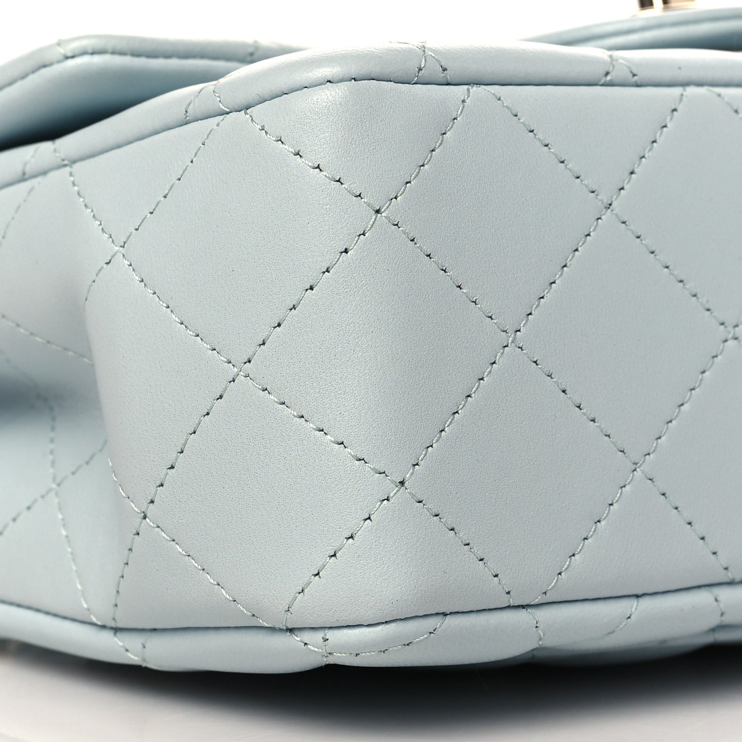 Lambskin Quilted Mini Top Handle Rectangular Flap Light Blue