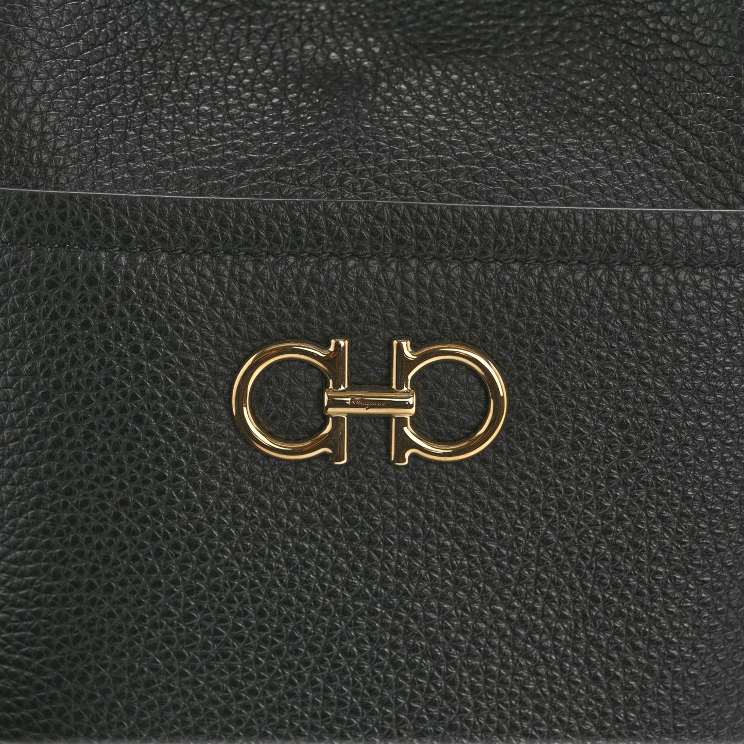 Grained Calfskin Mini Gancino Bucket Bag Black