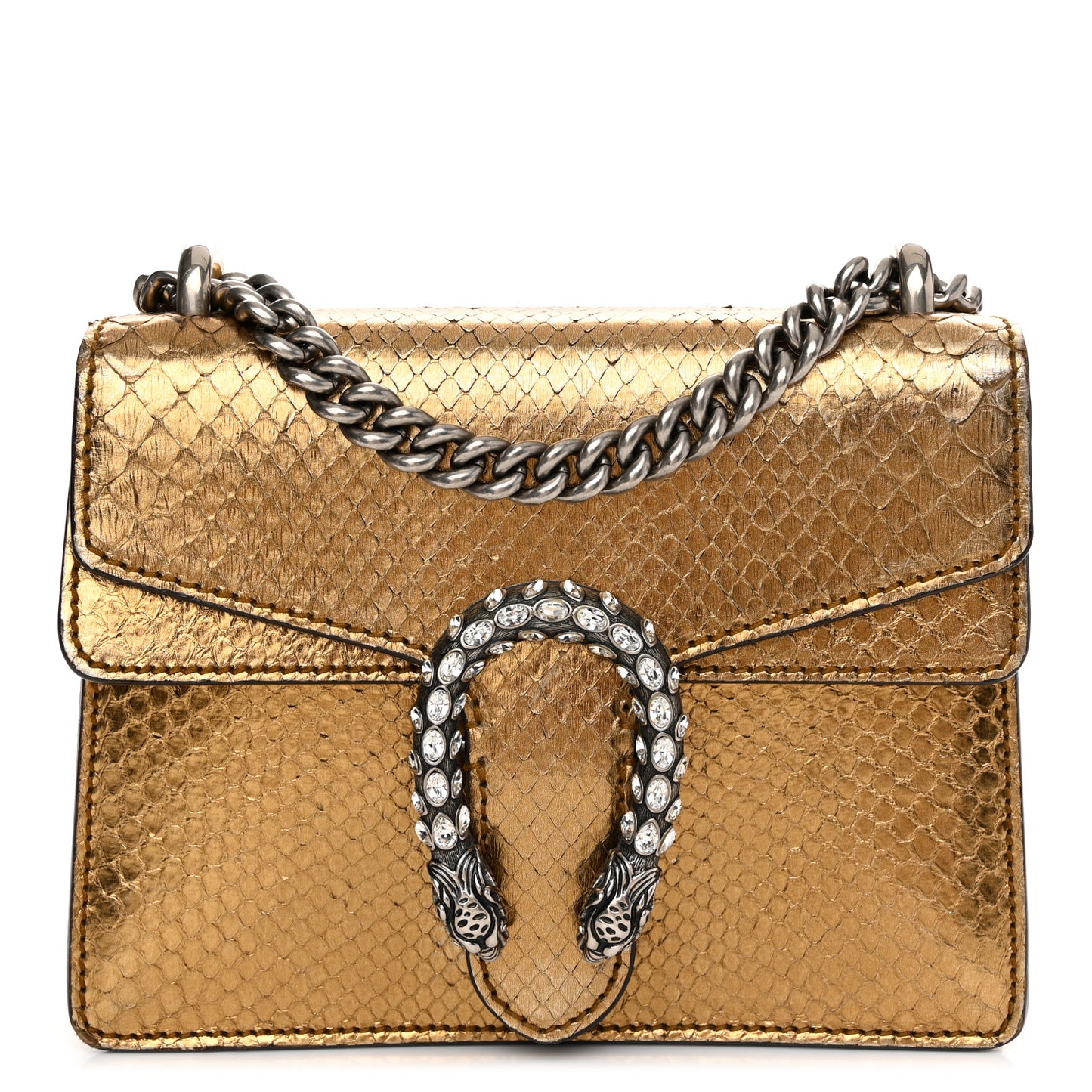 Snakeskin Mini Dionysus Shoulder Bag Gold