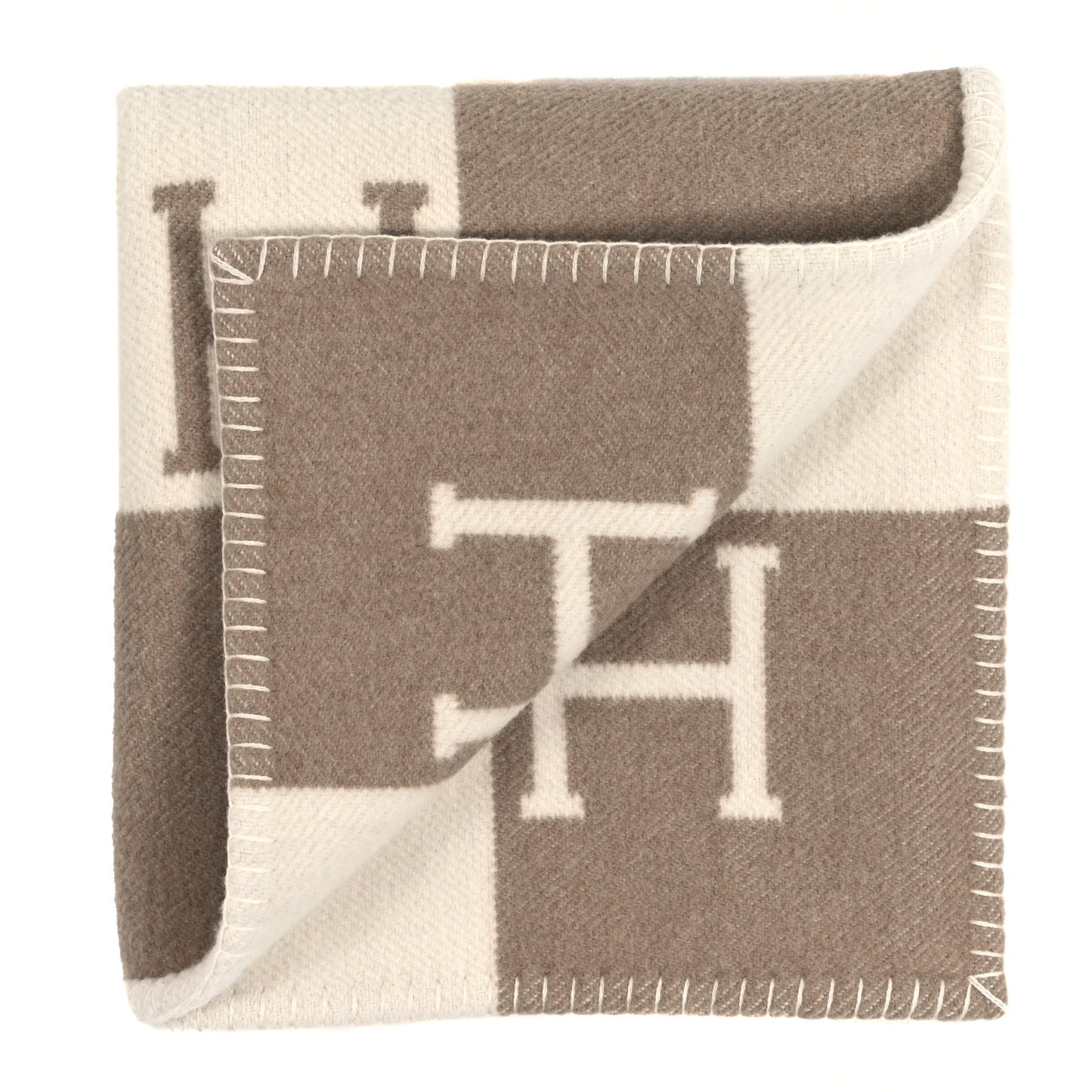 Wool Cashmere Avalon Baby Blanket Noisette Moyen White