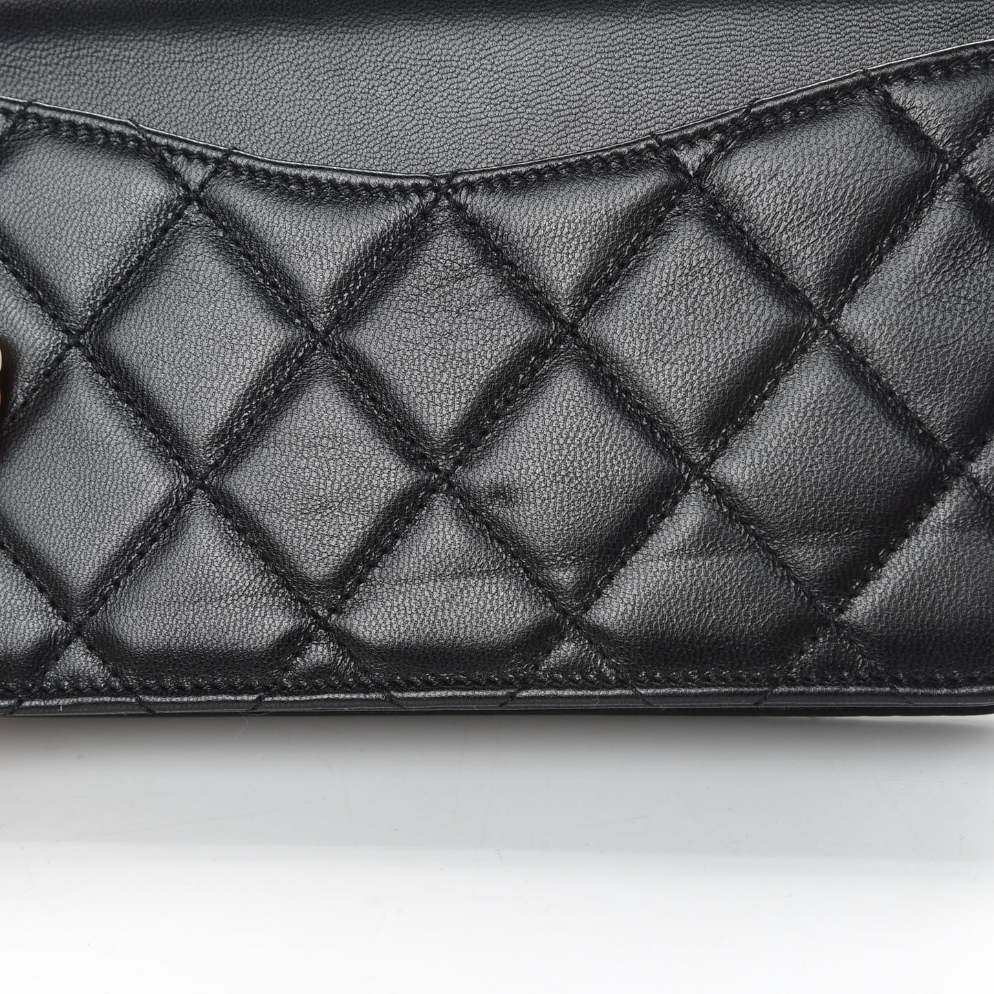 Goatskin Quilted Timeless CC Wallet On Chain WOC Black