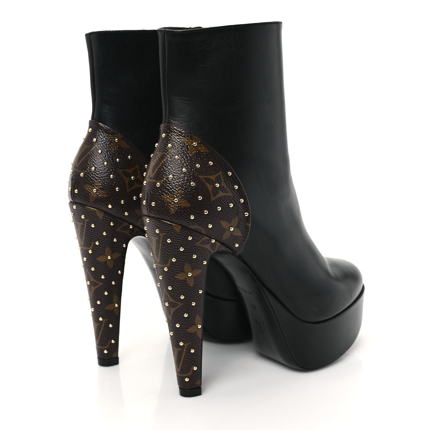 Louis Vuitton Soft Calfskin Monogram Afterglow Platform Ankle Boots 37 Black 5 of 10