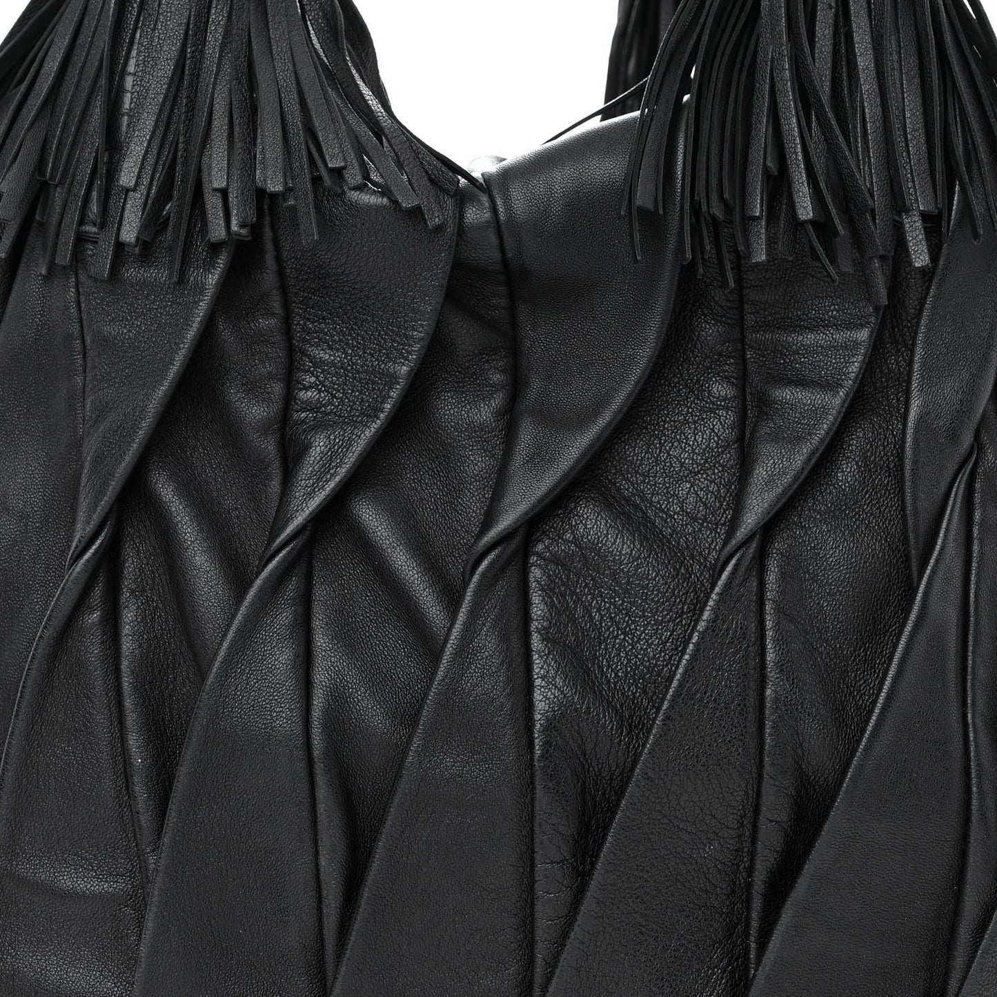 Lambskin Plated Fringed Tinzita Shoulder Bag Black