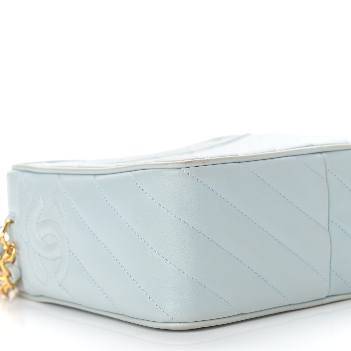 Lambskin Quilted CC Tassel Camera Case Light Blue