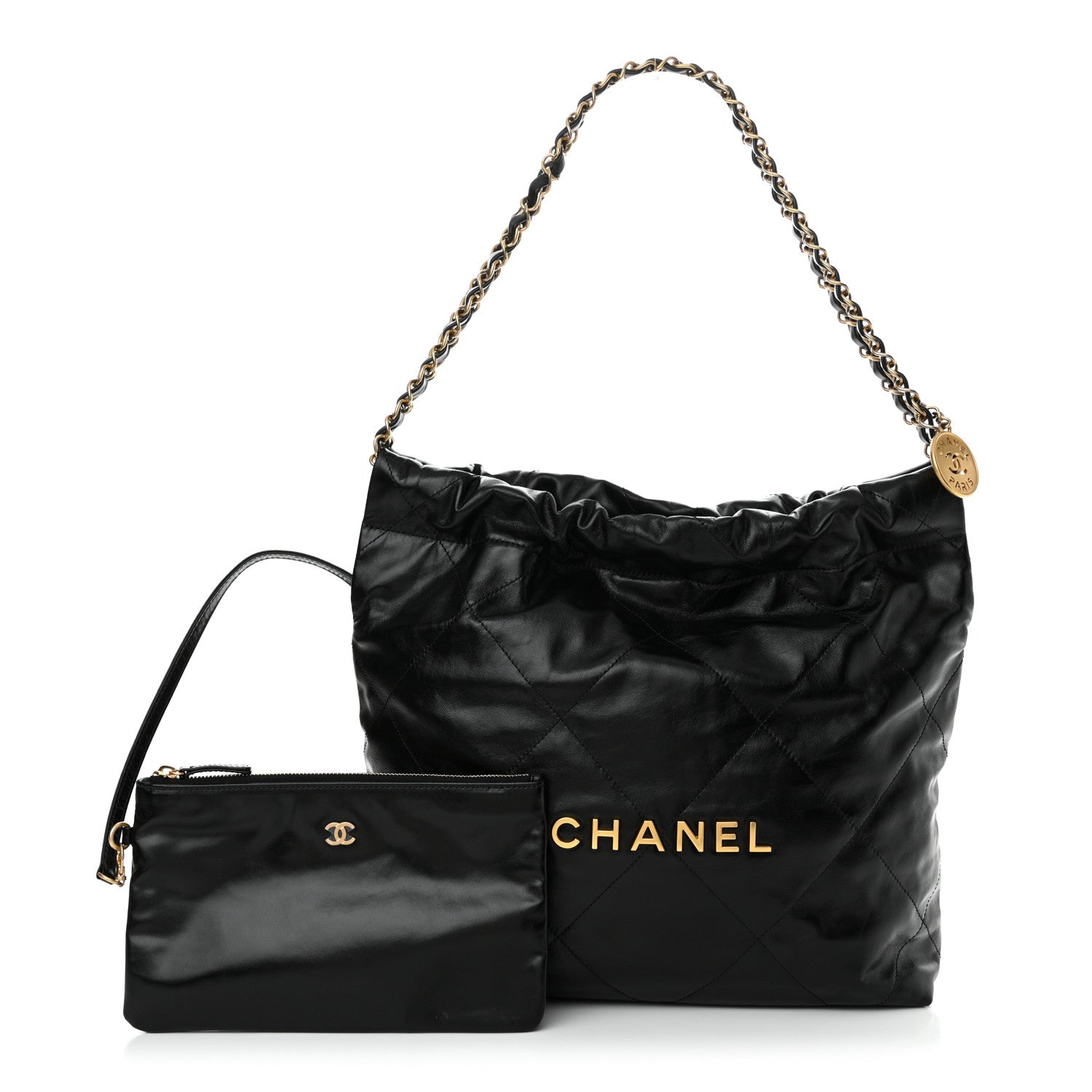 Chanel Shiny Calfskin Quilted Small Chanel 22 Black 3 of 11