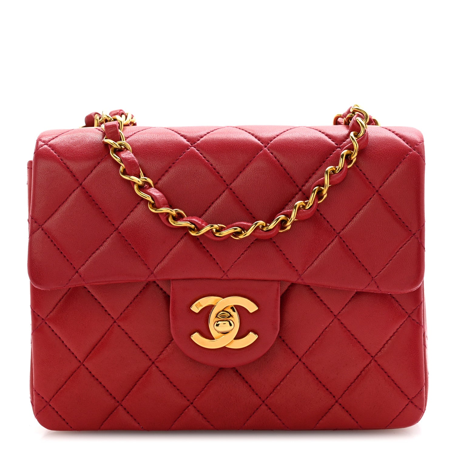 Chanel Lambskin Quilted Mini Square Flap Scarlet 1937189