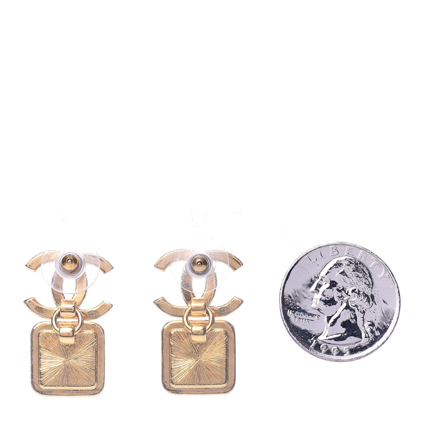 Crystal CC Square Earrings Gold