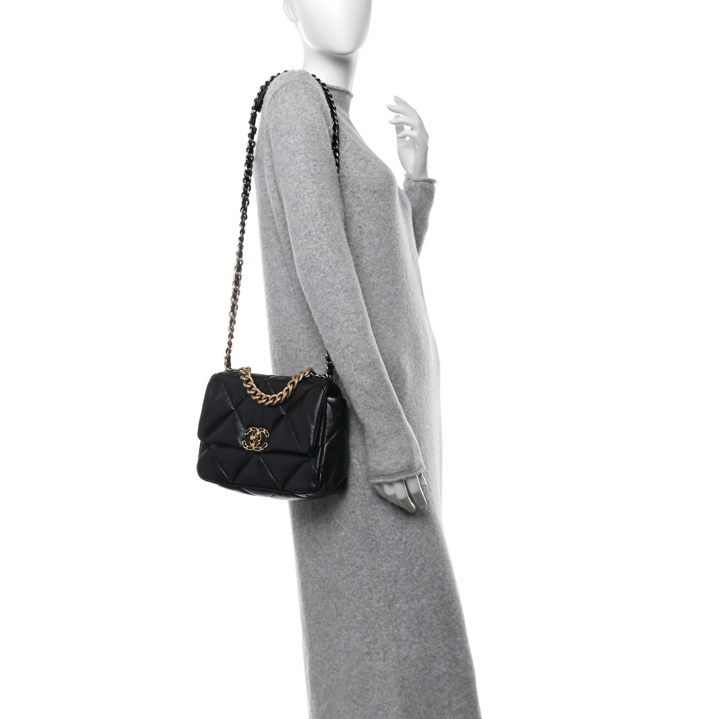 Lambskin Quilted Medium Chanel 19 Flap Black