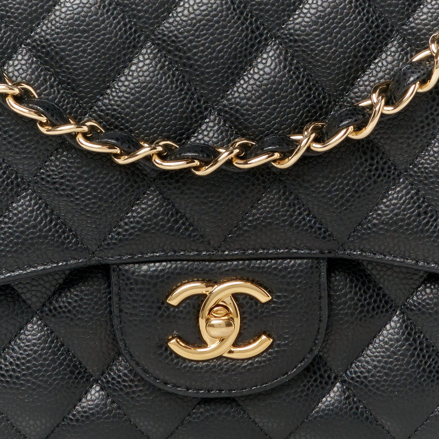 Caviar Quilted Jumbo Double Flap Black