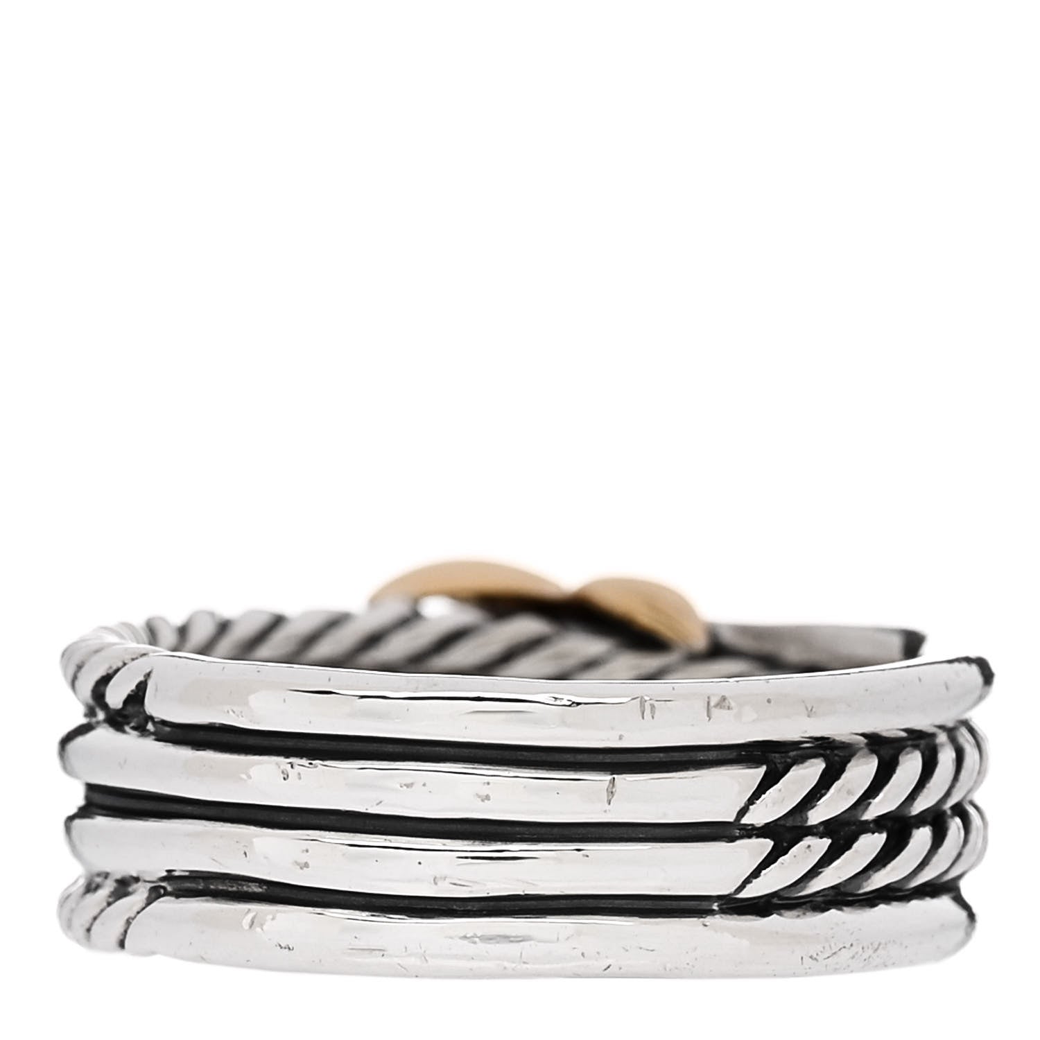 David Yurman Sterling Silver 18K Yellow Gold 6mm X Crossover Ring 49 5 3 of 6