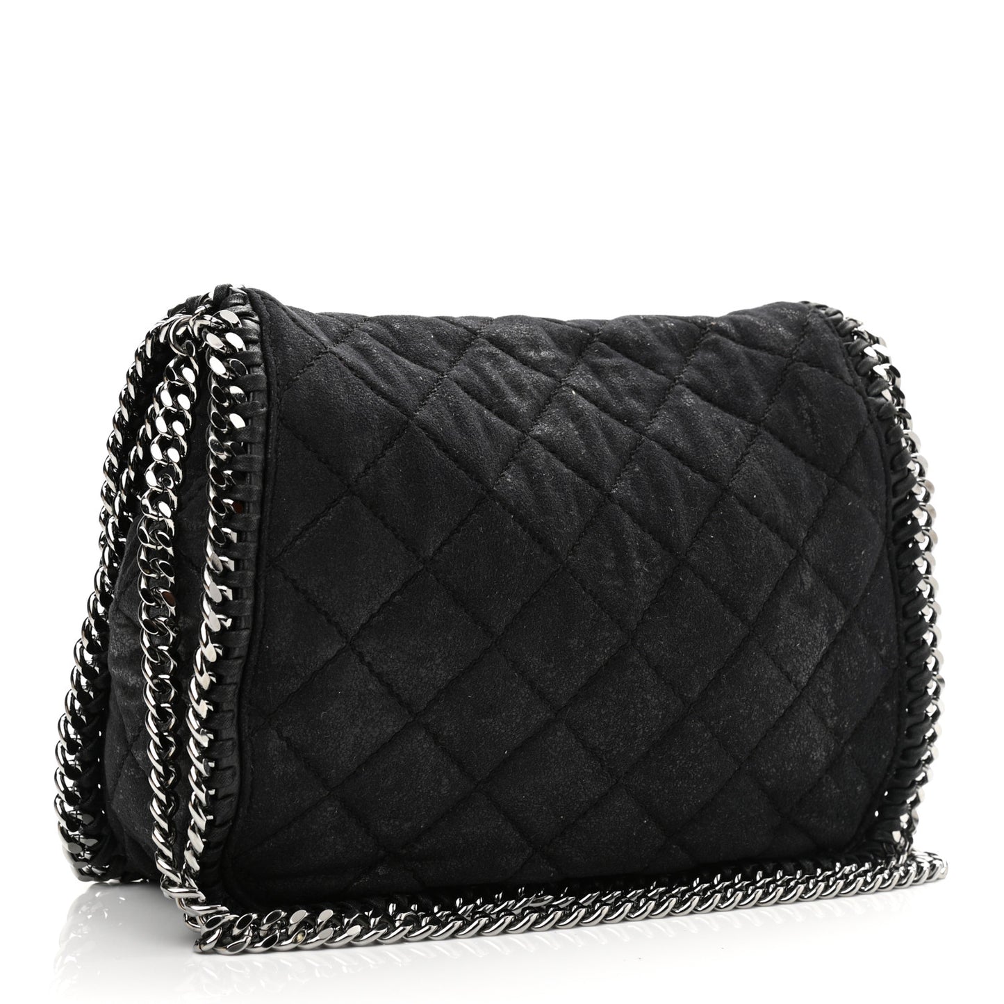 Shaggy Deer Quilted Falabella Shoulder Bag Black