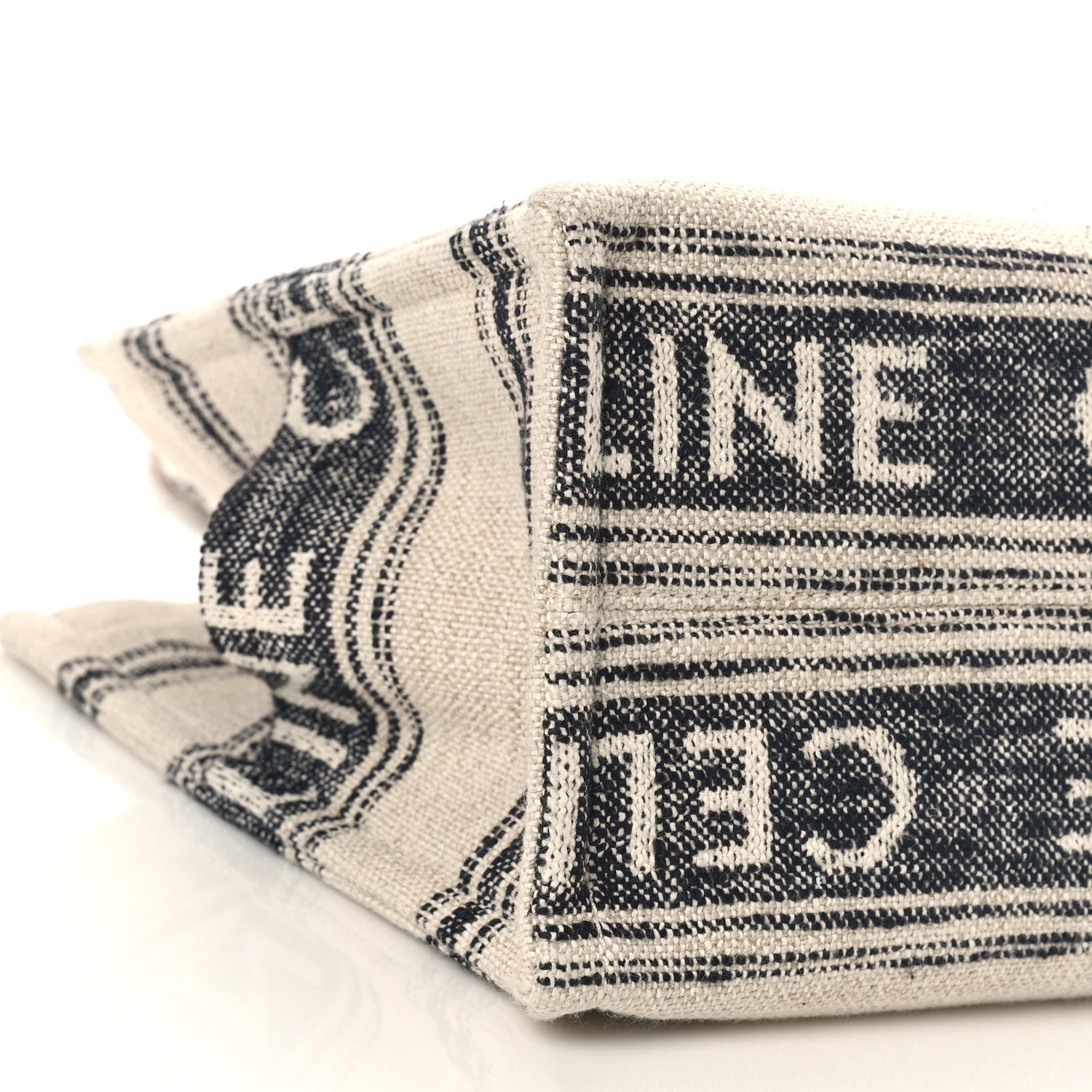 Celine Jacquard Striped Large Cabas Thais White Black 7 of 9