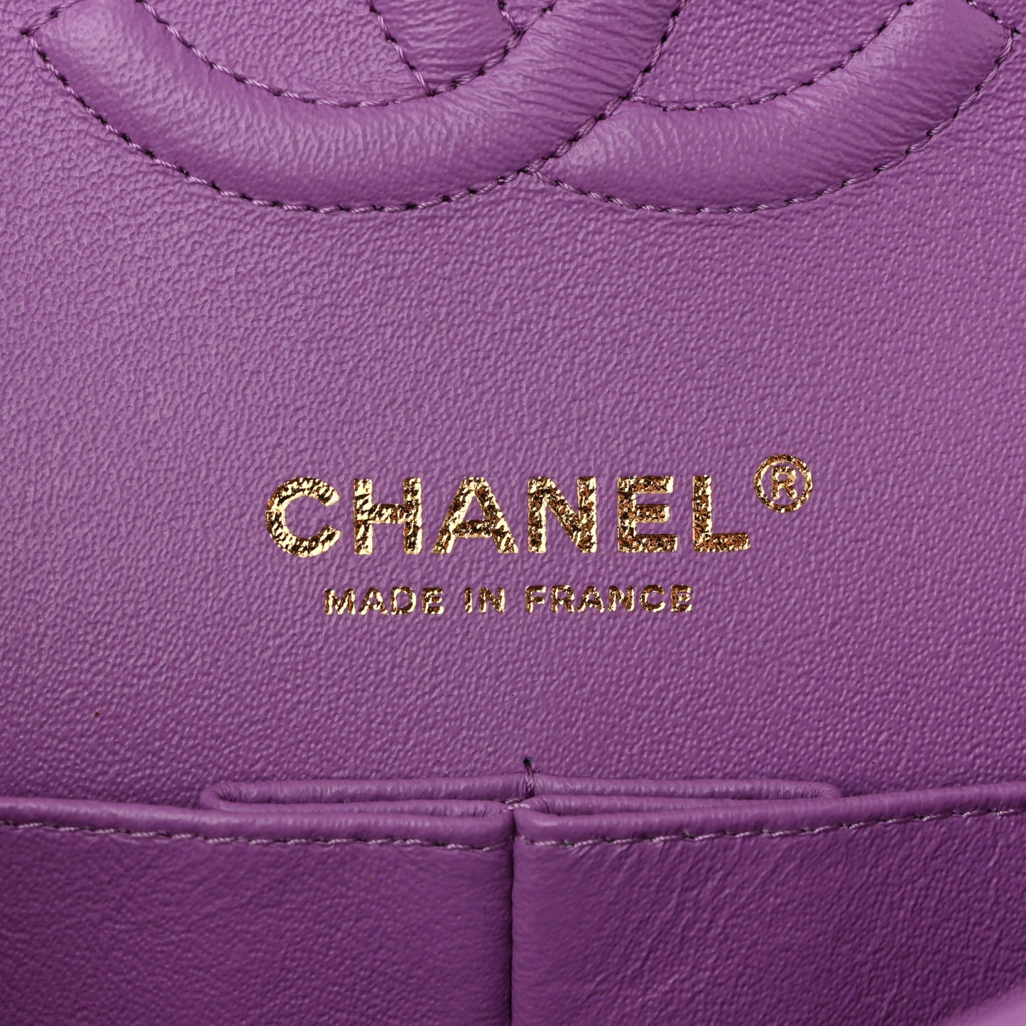 Patent Calfskin Quilted Medium Double Flap Purple