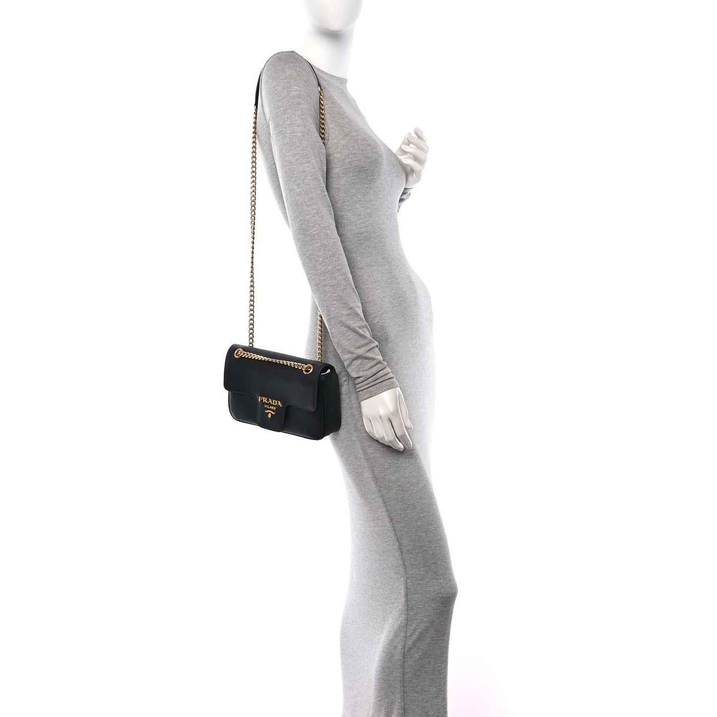 Saffiano Flap Shoulder Bag Black