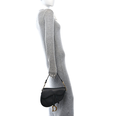 Grained Calfskin Saddle Bag Black