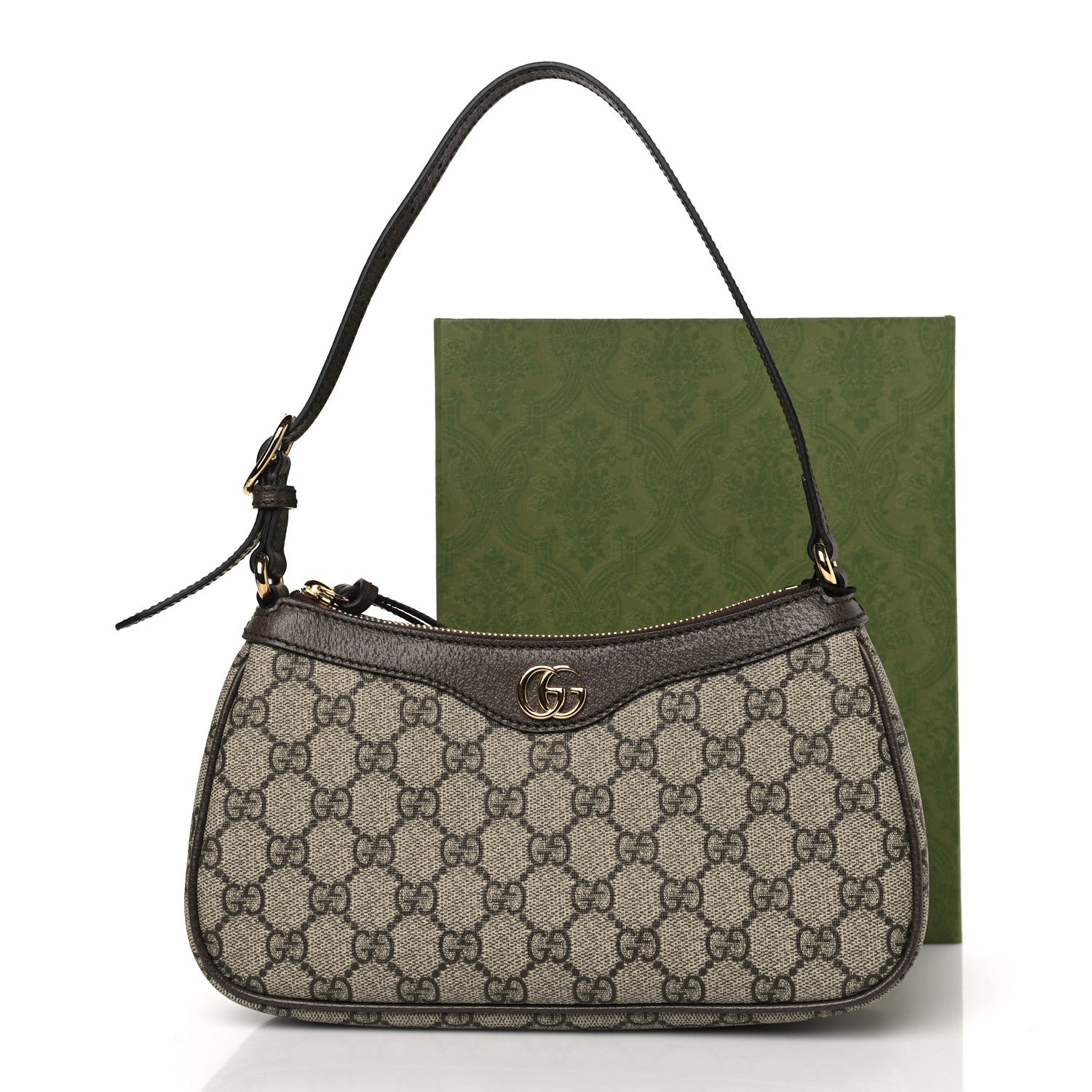 Gucci GG Supreme Monogram Textured Dollar Calfskin Small Ophidia Hobo Beige Ebony New Acero 9 of 9