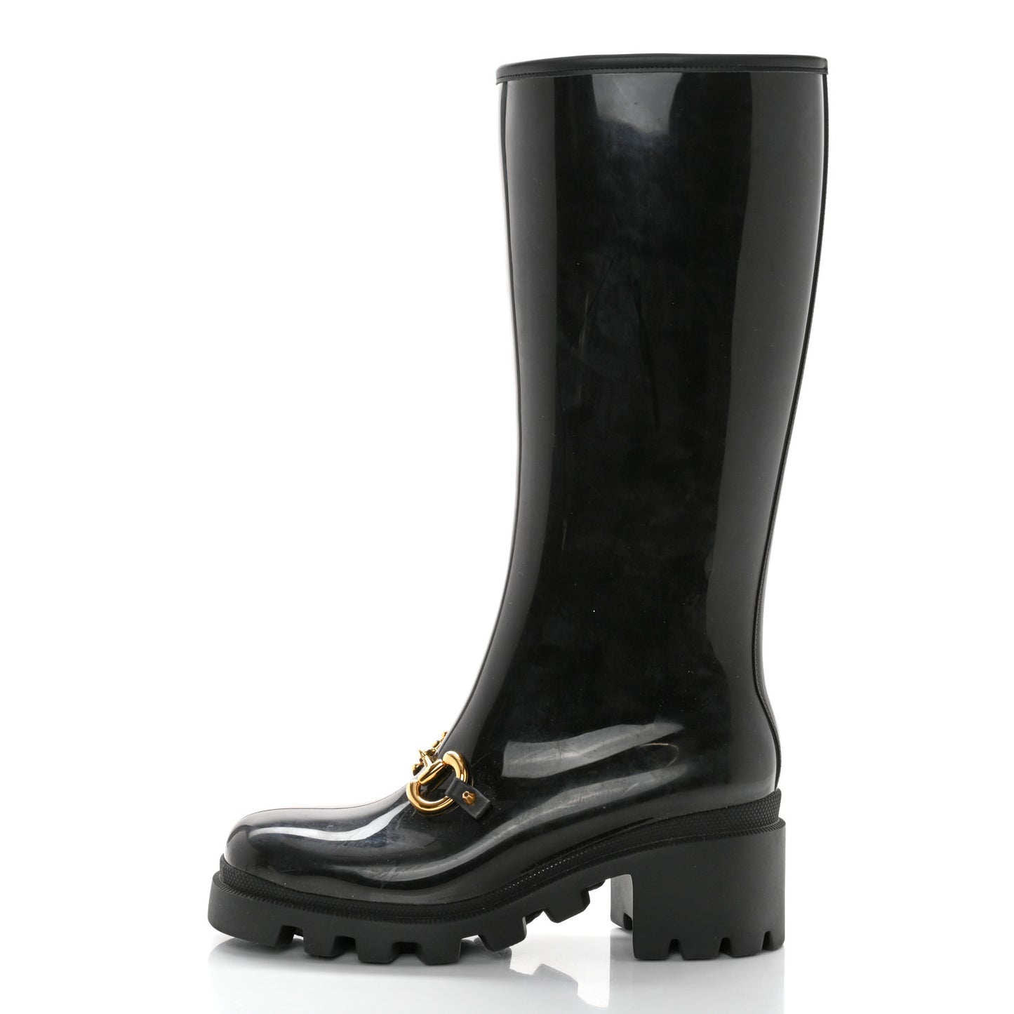 Rubber Horsebit Knee High Boots 41 Black