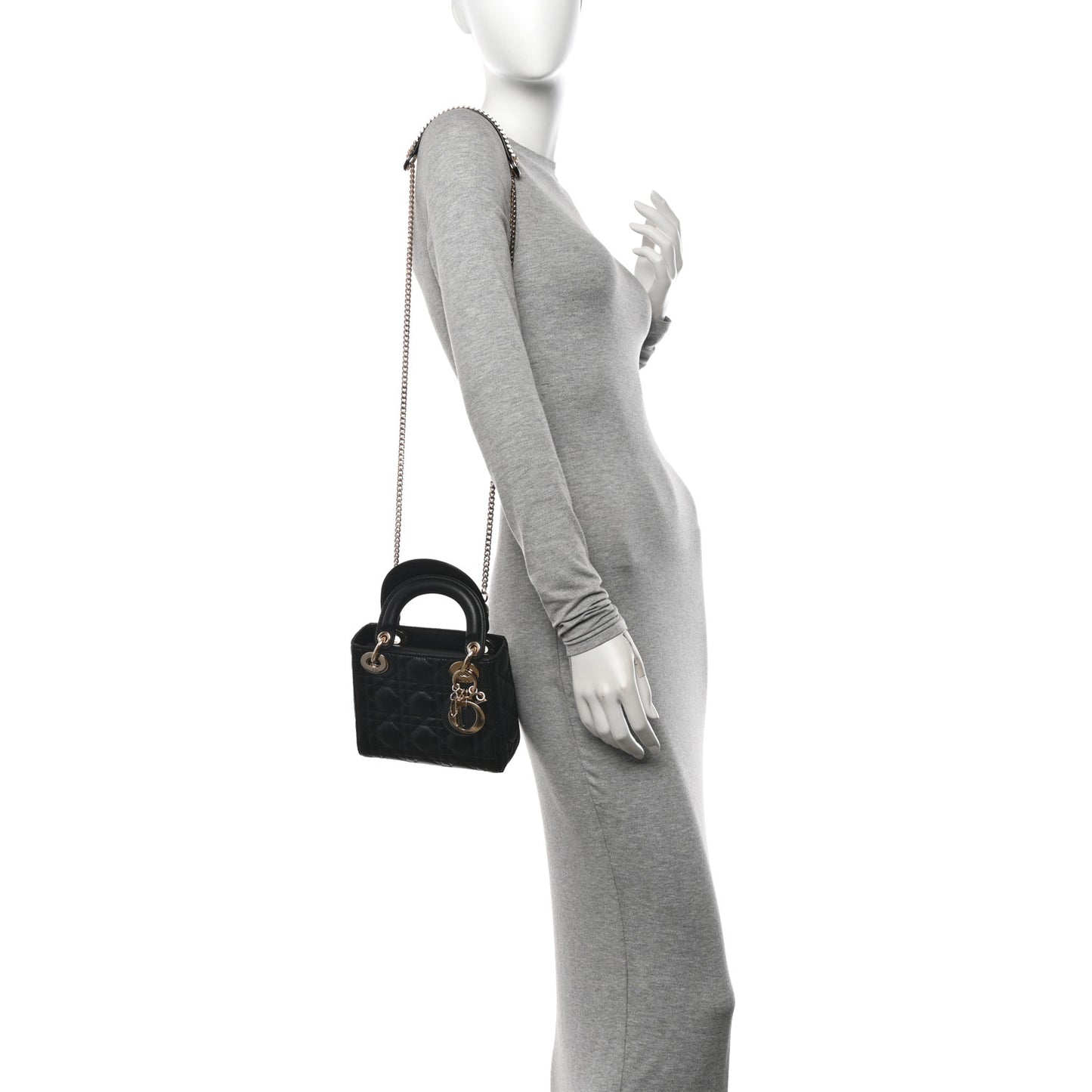Lambskin Cannage Mini Lady Dior Black