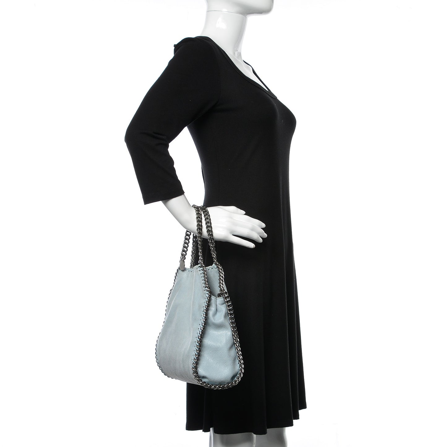 Shaggy Deer Mini Falabella Fold Over Tote Light Blue
