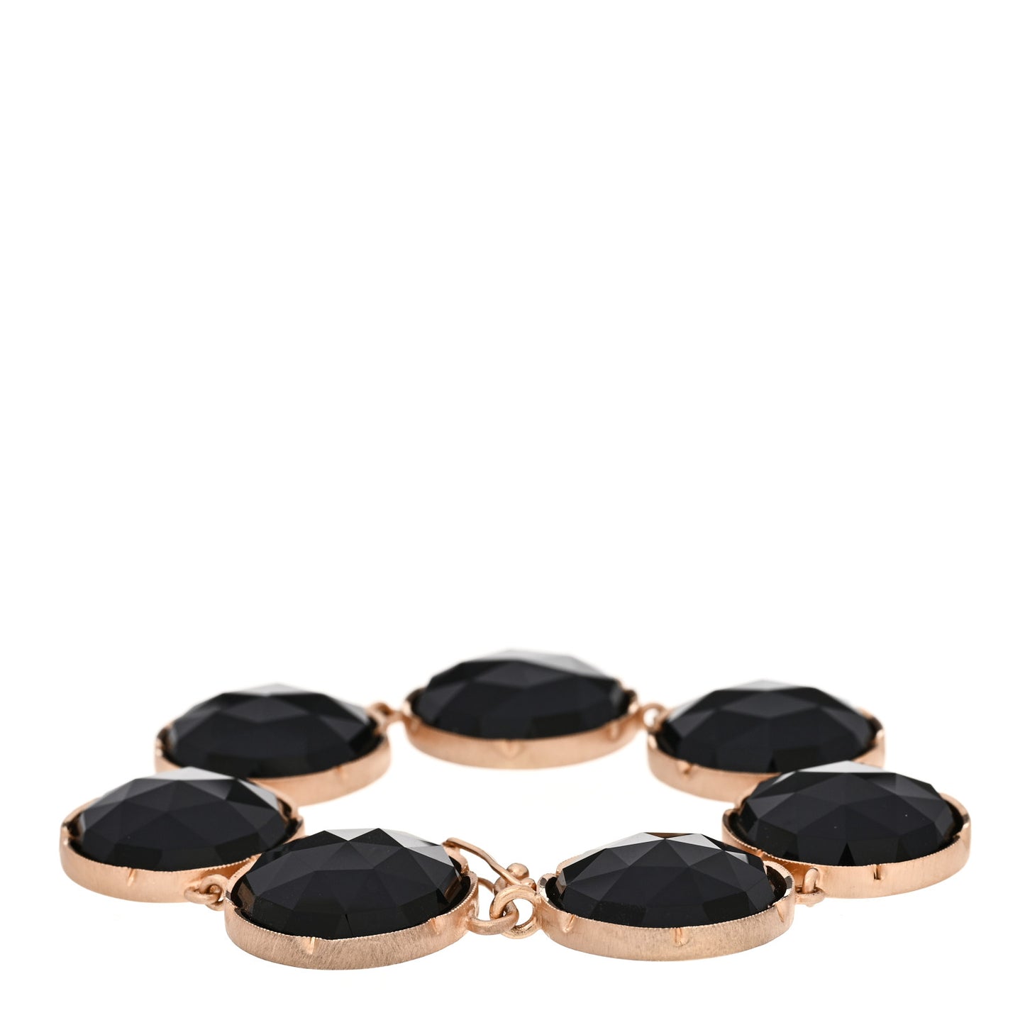 18K Rose Gold Black Onyx Large Classic Link Bracelet