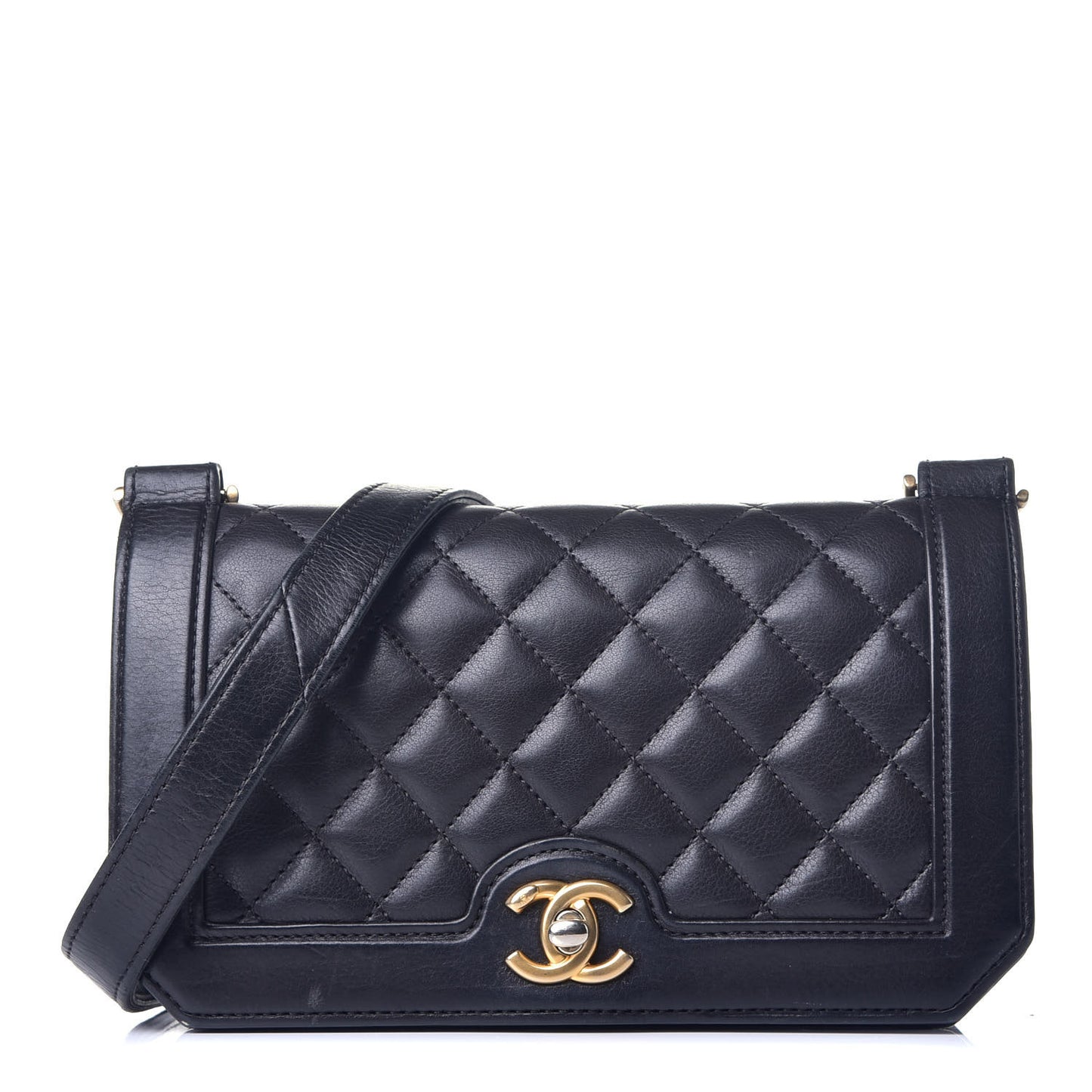 Calfskin Quilted Small Flap Black