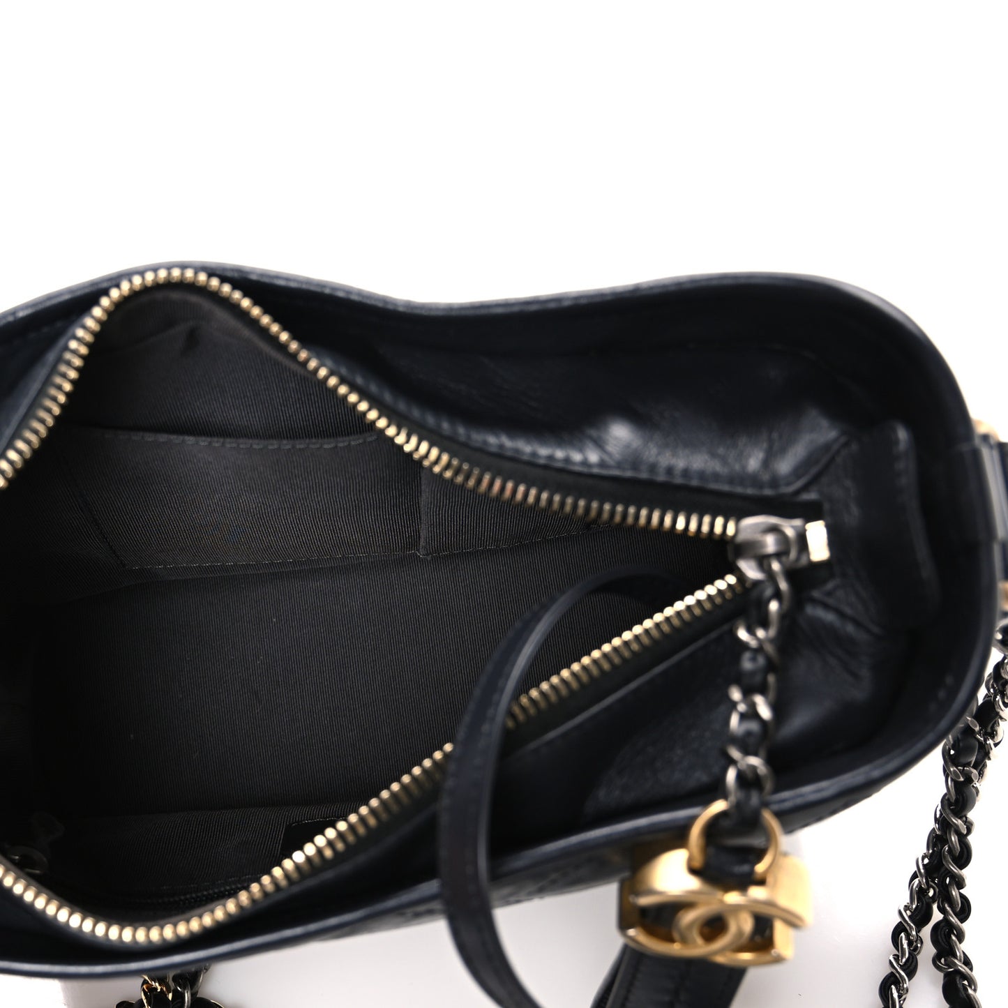 Aged Calfskin Quilted Small Gabrielle Hobo Dark Grey