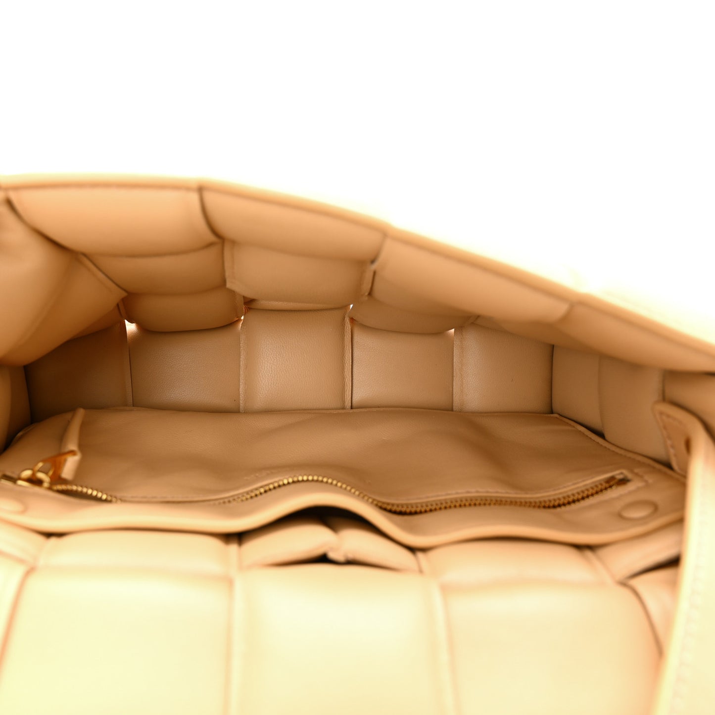 Nappa Maxi Intreccio Padded Cassette Crossbody Bag Almond