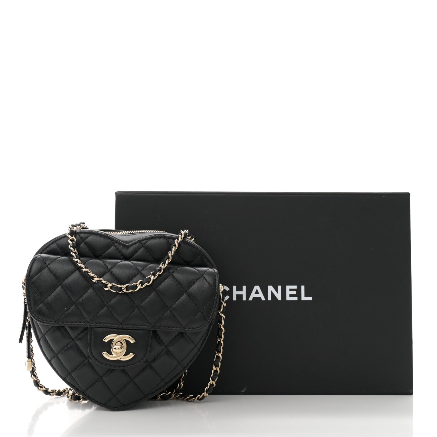 Lambskin Quilted CC In Love Heart Bag Black