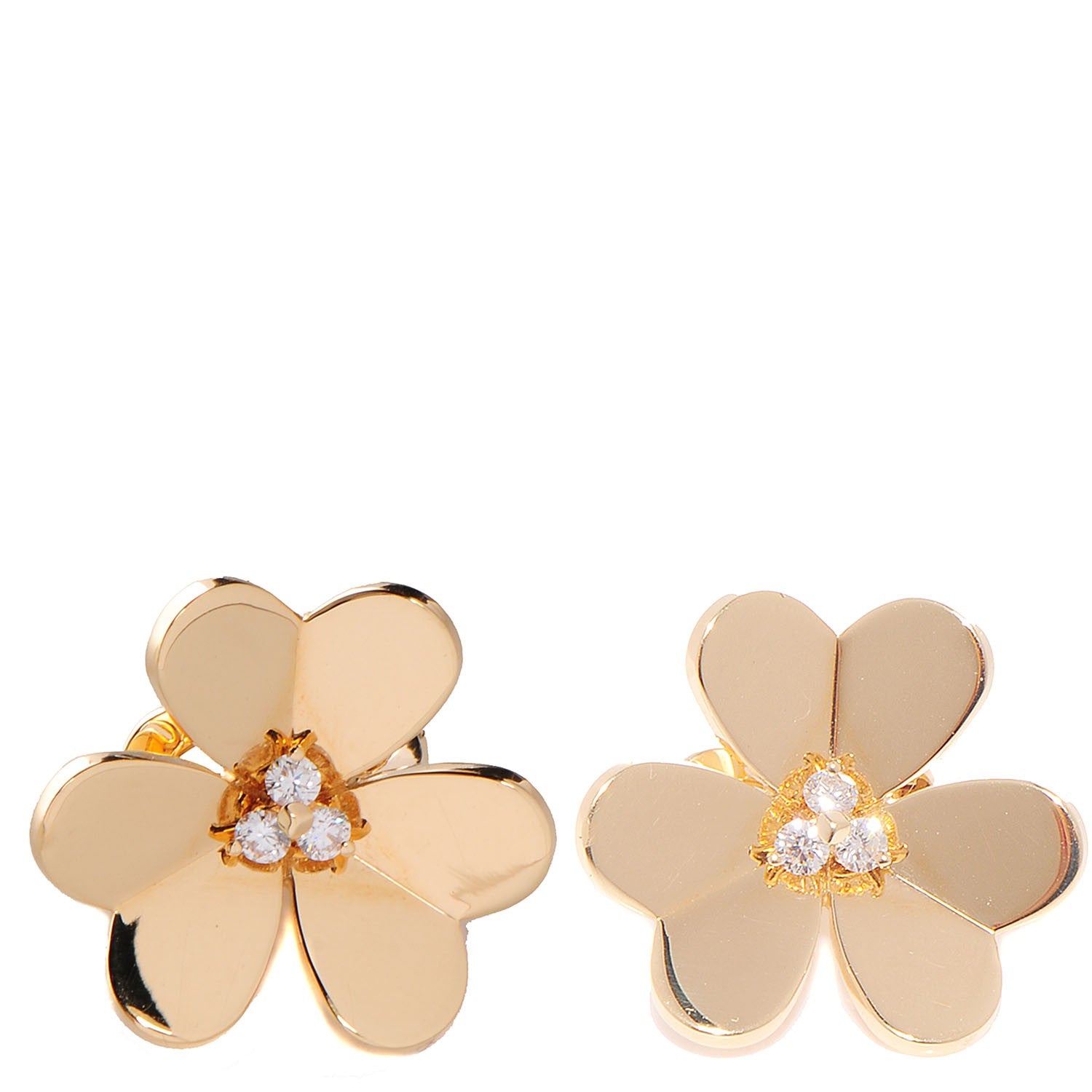 Van Cleef Arpels 18K Yellow Gold Diamond Large Frivole Earrings