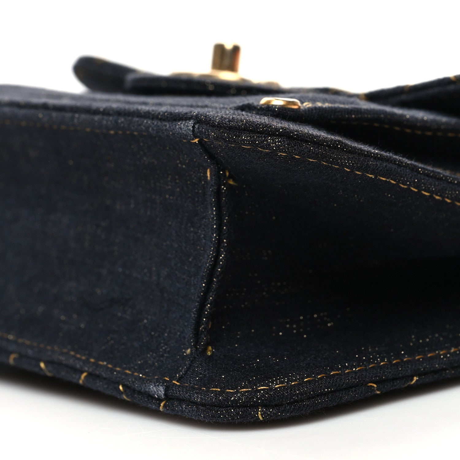 Chanel Denim Quilted Double You Mini Flap Black Golden 10 of 11