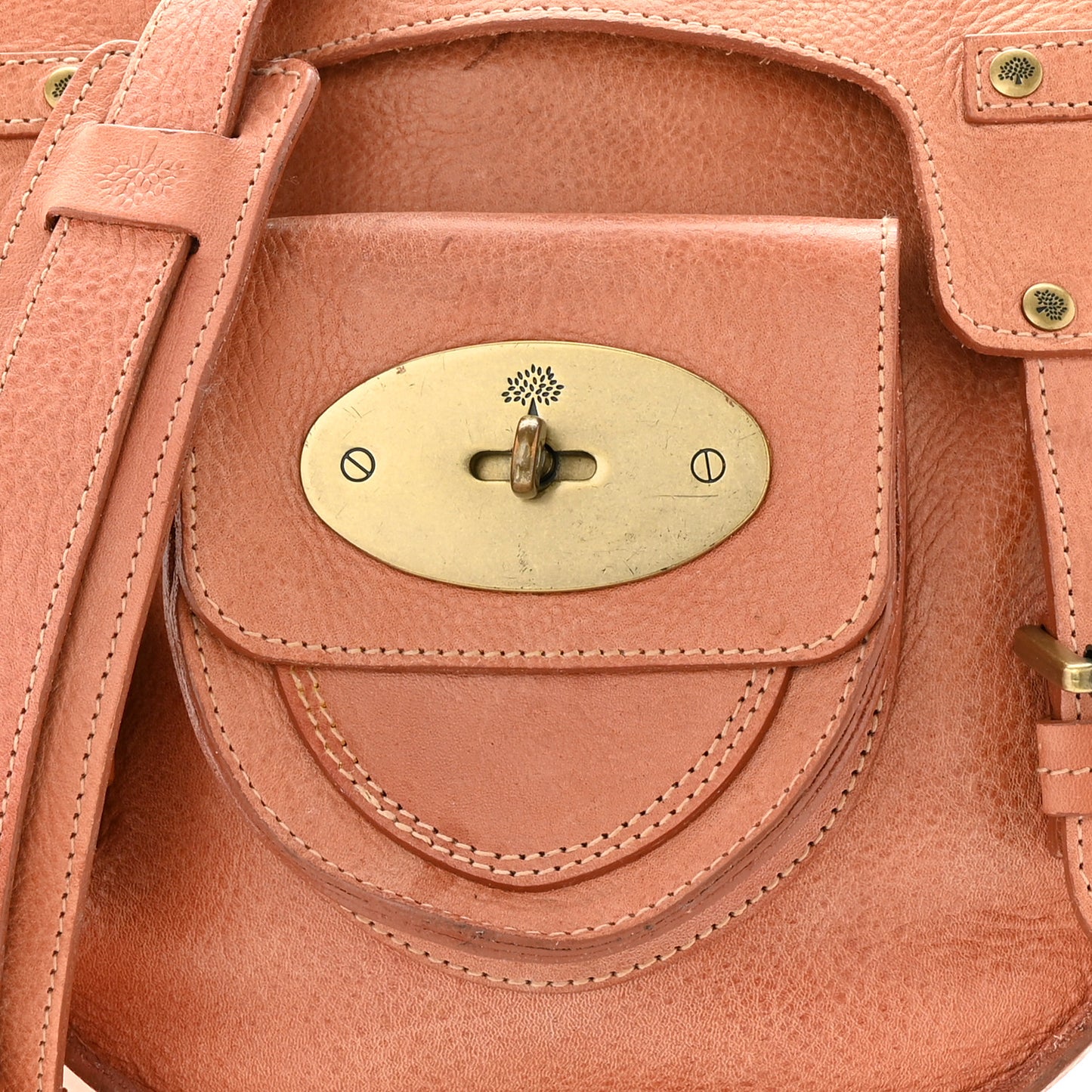 Small Grain Calfskin Messenger Crossbody Burnt Peach