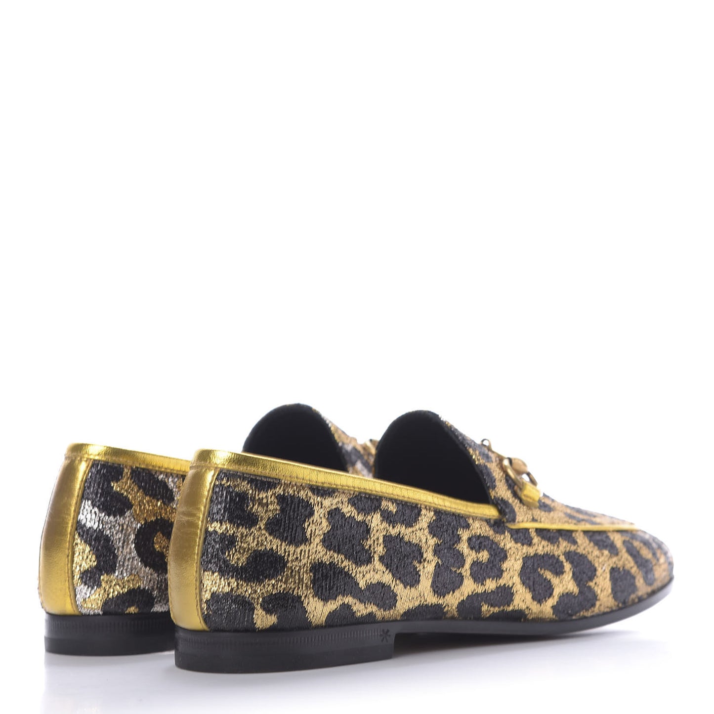 Jacquard Leopard Print Horsebit Womens Jordaan Loafers 36 Gold