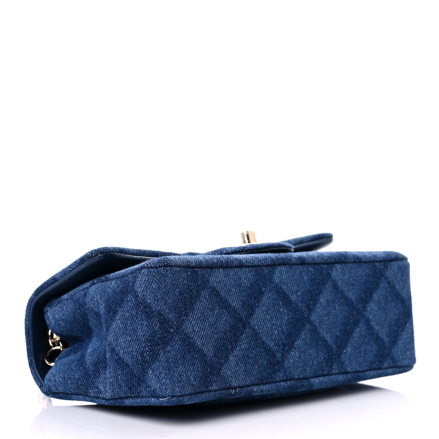 Printed Denim Quilted Mini Rectangular Flap Dark Blue