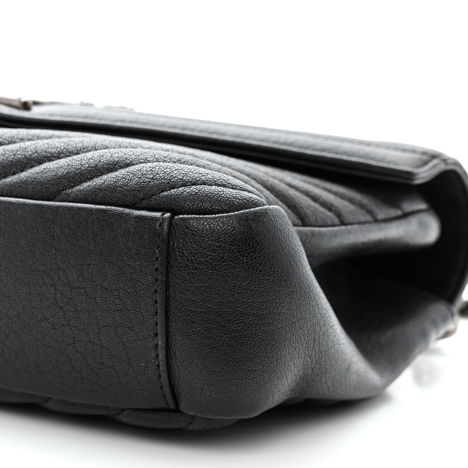 Saint Laurent Sheepskin Matelasse Chevron Monogram Medium College Bag Black 10 of 12