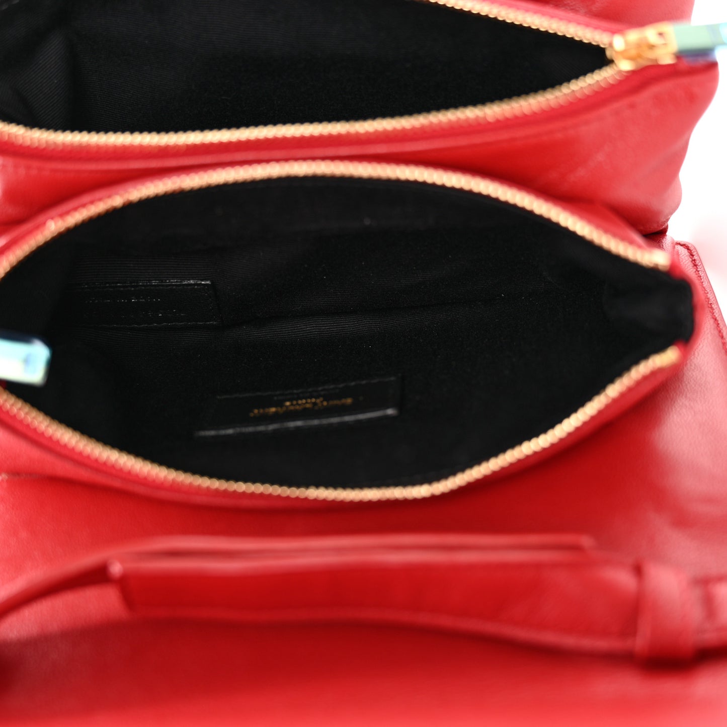 Lambskin Diamond Quilted Monogram Angie Chain Bag Red