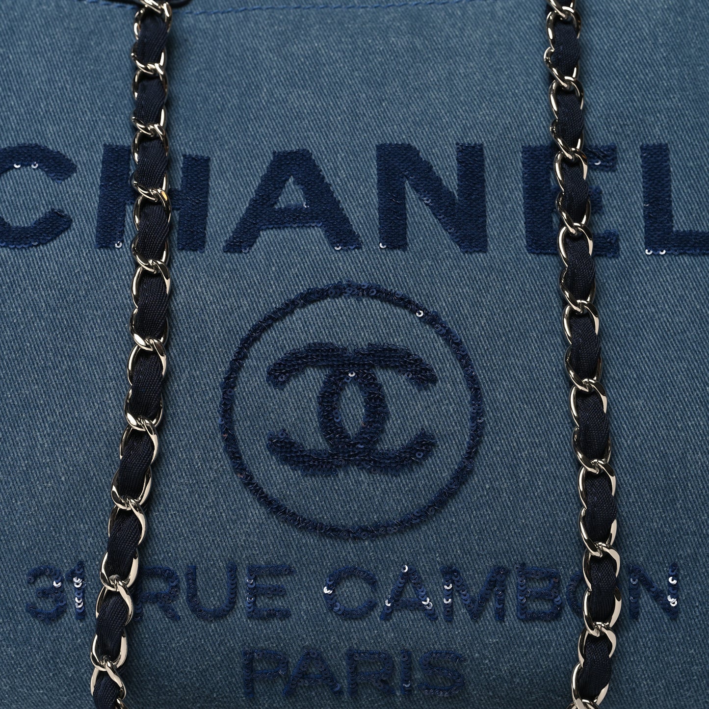 Canvas Sequin Large Deauville Tote Navy