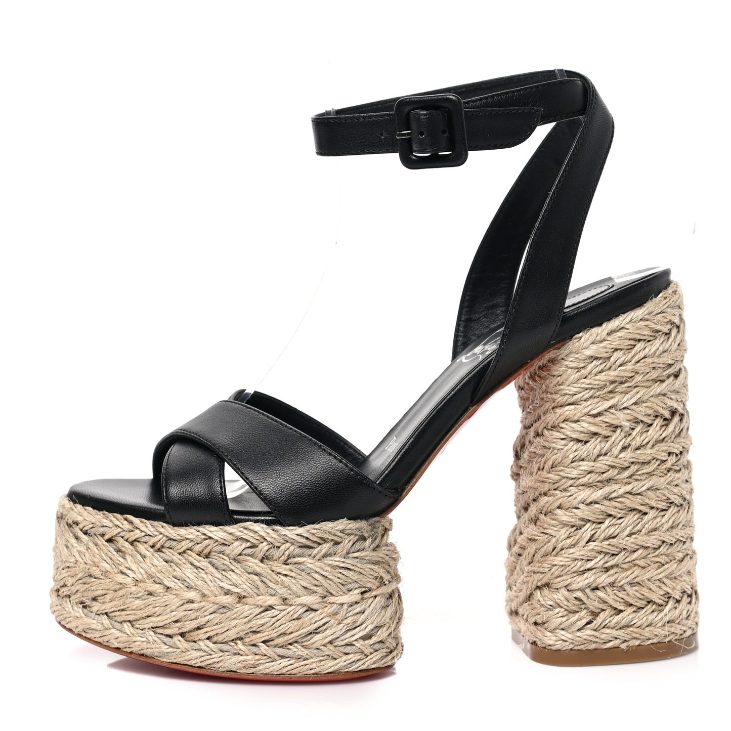 Calfskin Mariza Espadrille 130 Sandals 36 Black Naturel