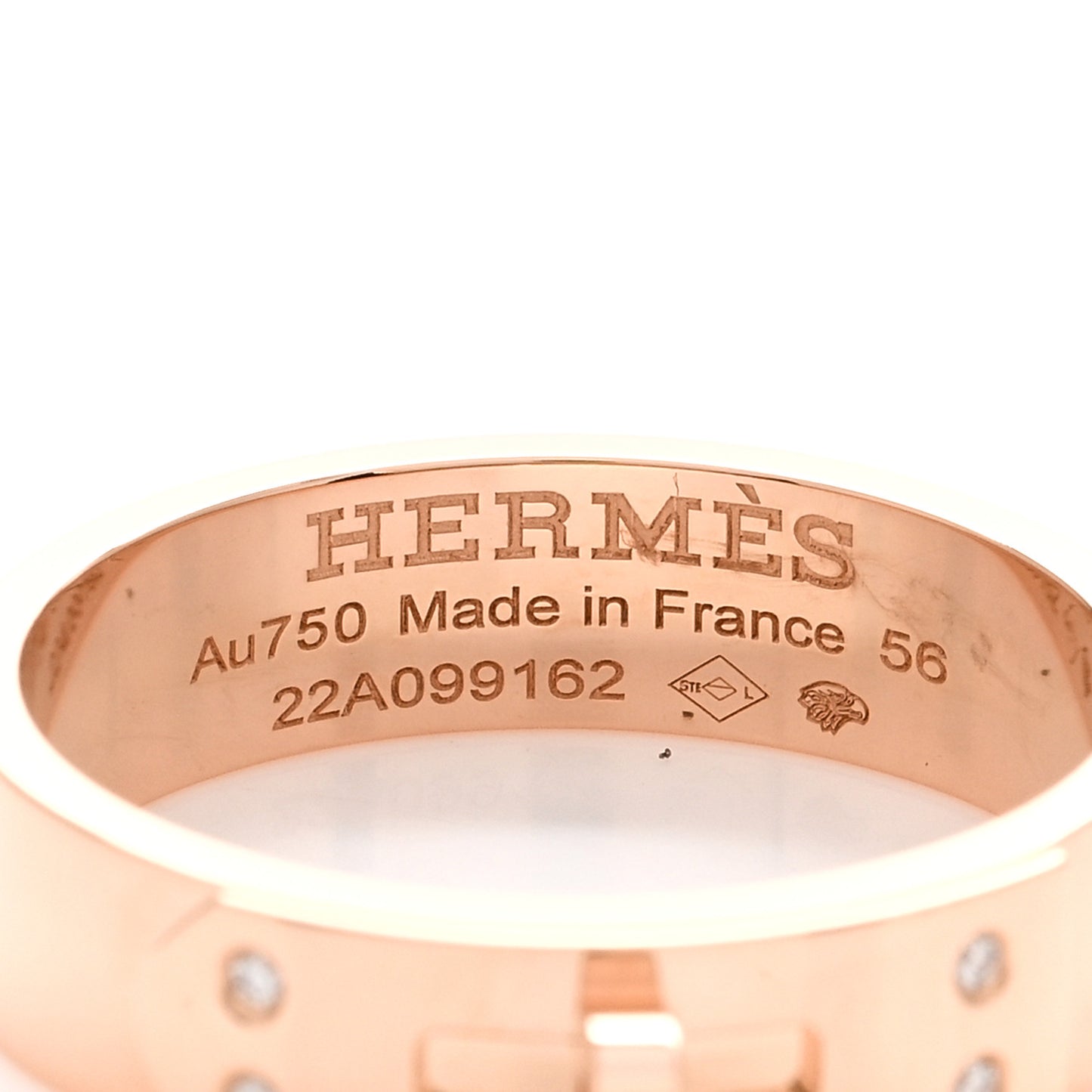18K Rose Gold Diamond PM Kelly Ring 56 7.5