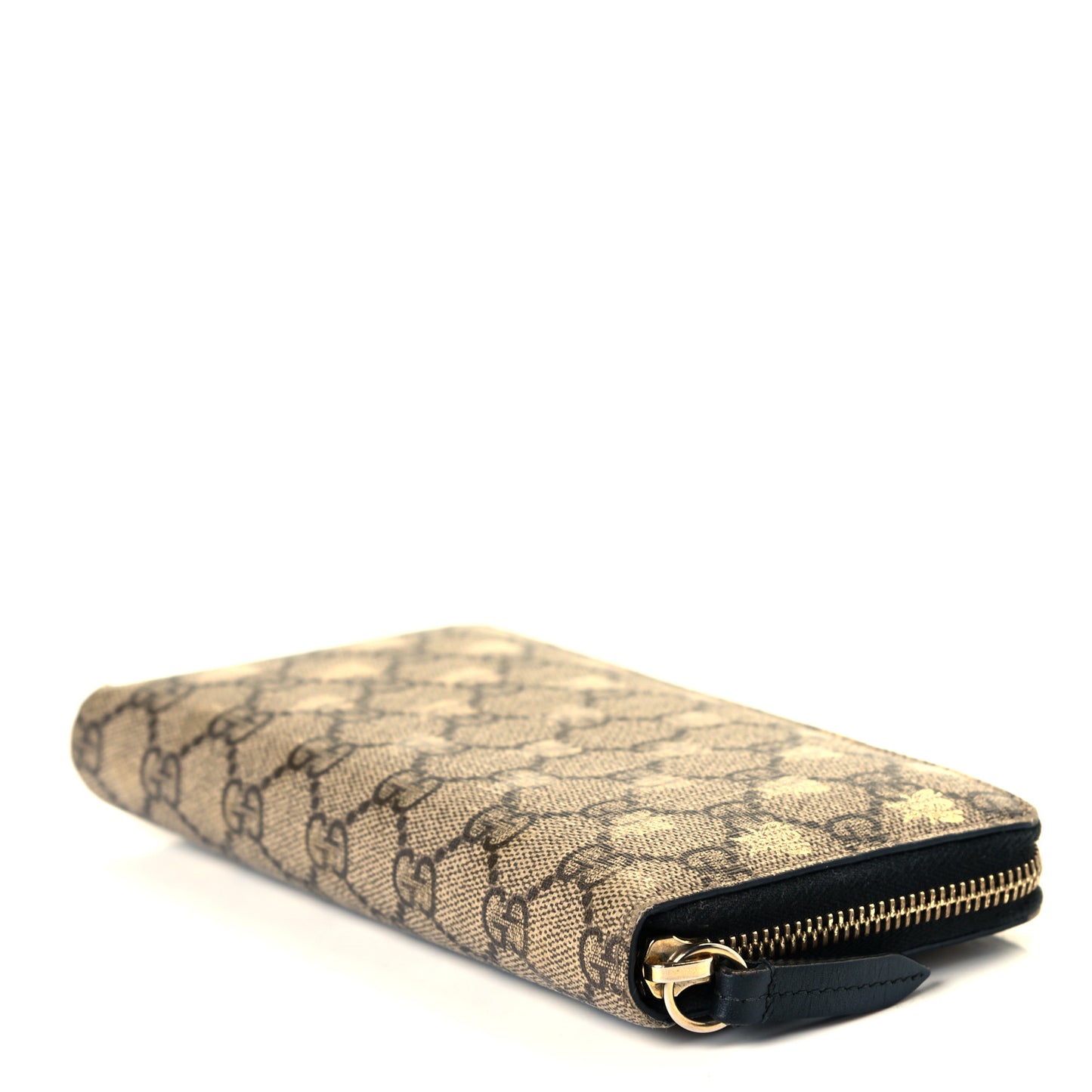 GG Supreme Monogram Bees Zip Around Wallet